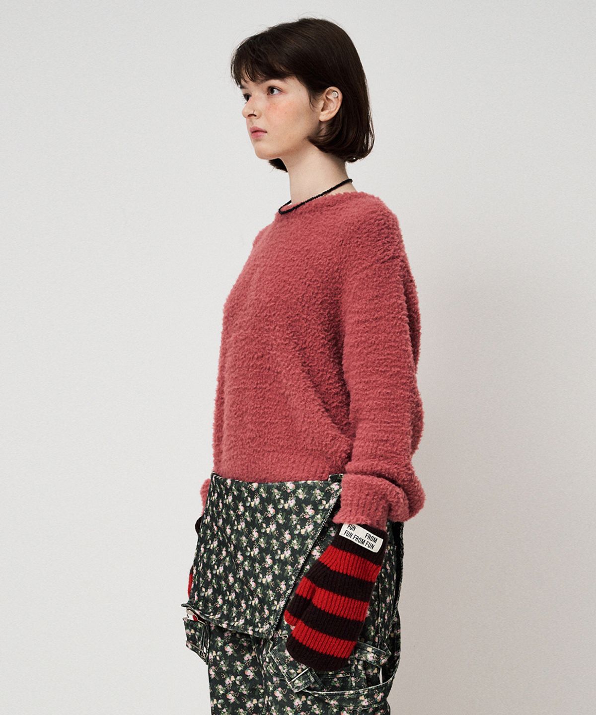 펀프롬펀(FUNFROMFUN) STRIPE MITTENS, RED+BROWN