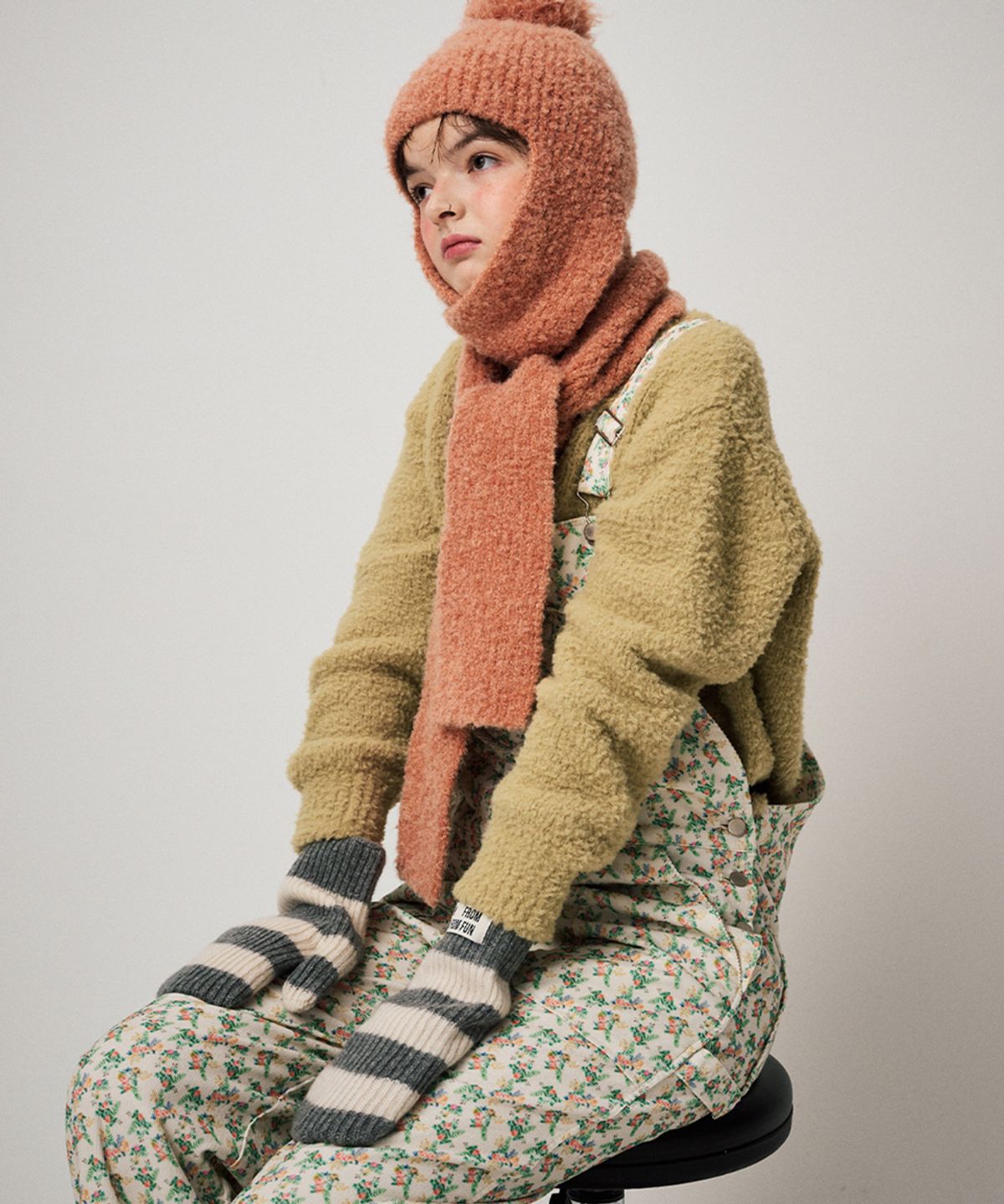 펀프롬펀(FUNFROMFUN) STRIPE MITTENS, GREY+IVORY