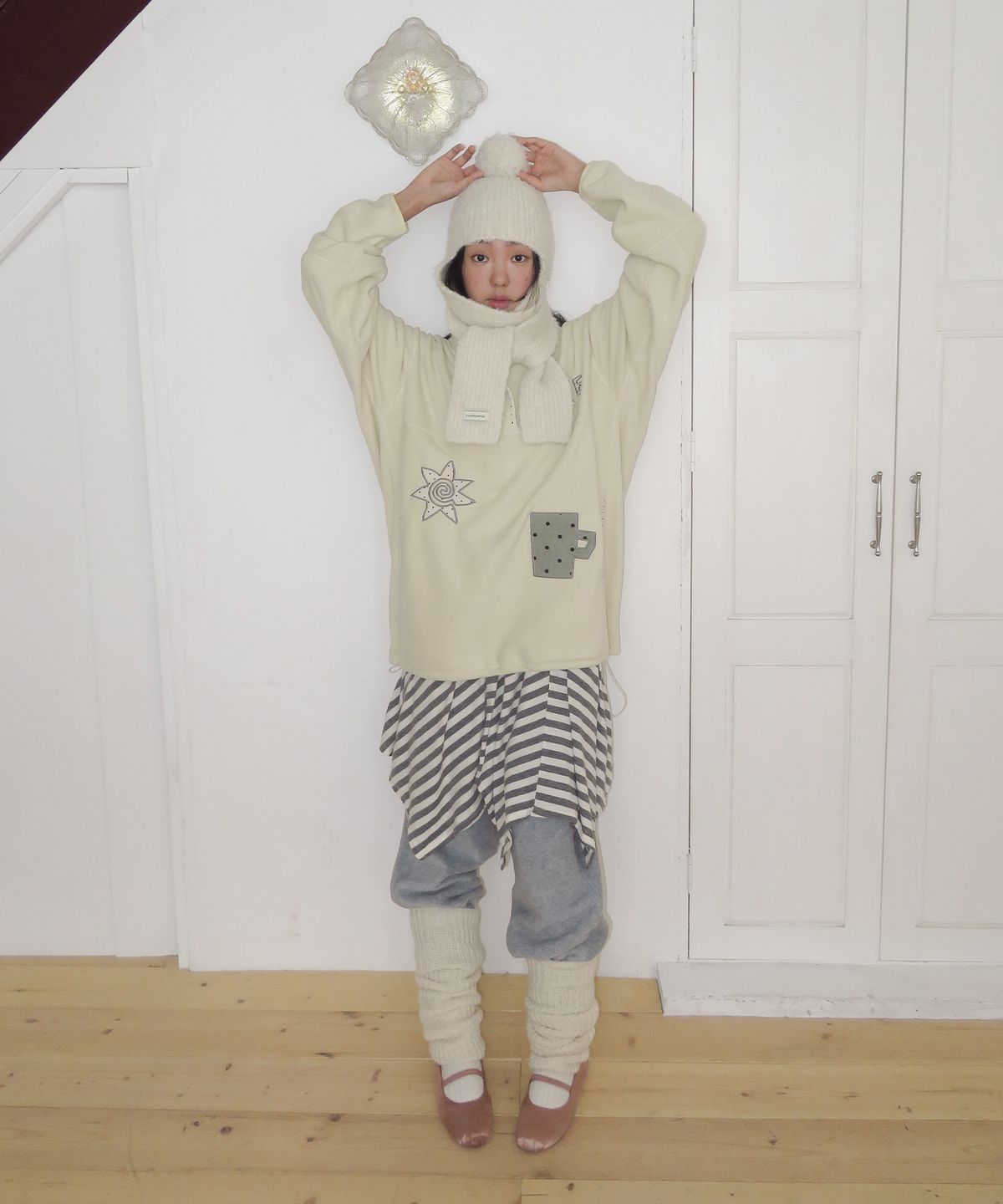펀프롬펀(FUNFROMFUN) BOUCLE BALACLAVA MUFFLER, CREAM