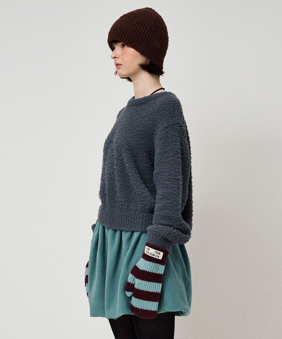 펀프롬펀(FUNFROMFUN) FLUFFY KNIT PULLOVER, CHARCOAL