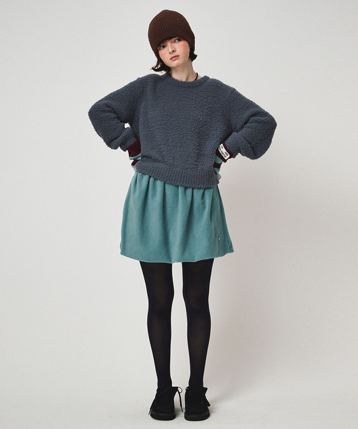 펀프롬펀(FUNFROMFUN) FLUFFY KNIT PULLOVER, CHARCOAL
