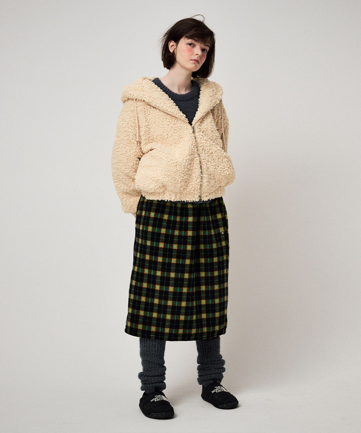 펀프롬펀(FUNFROMFUN) SHEARLING HOOD JUMPER, CUSTARD