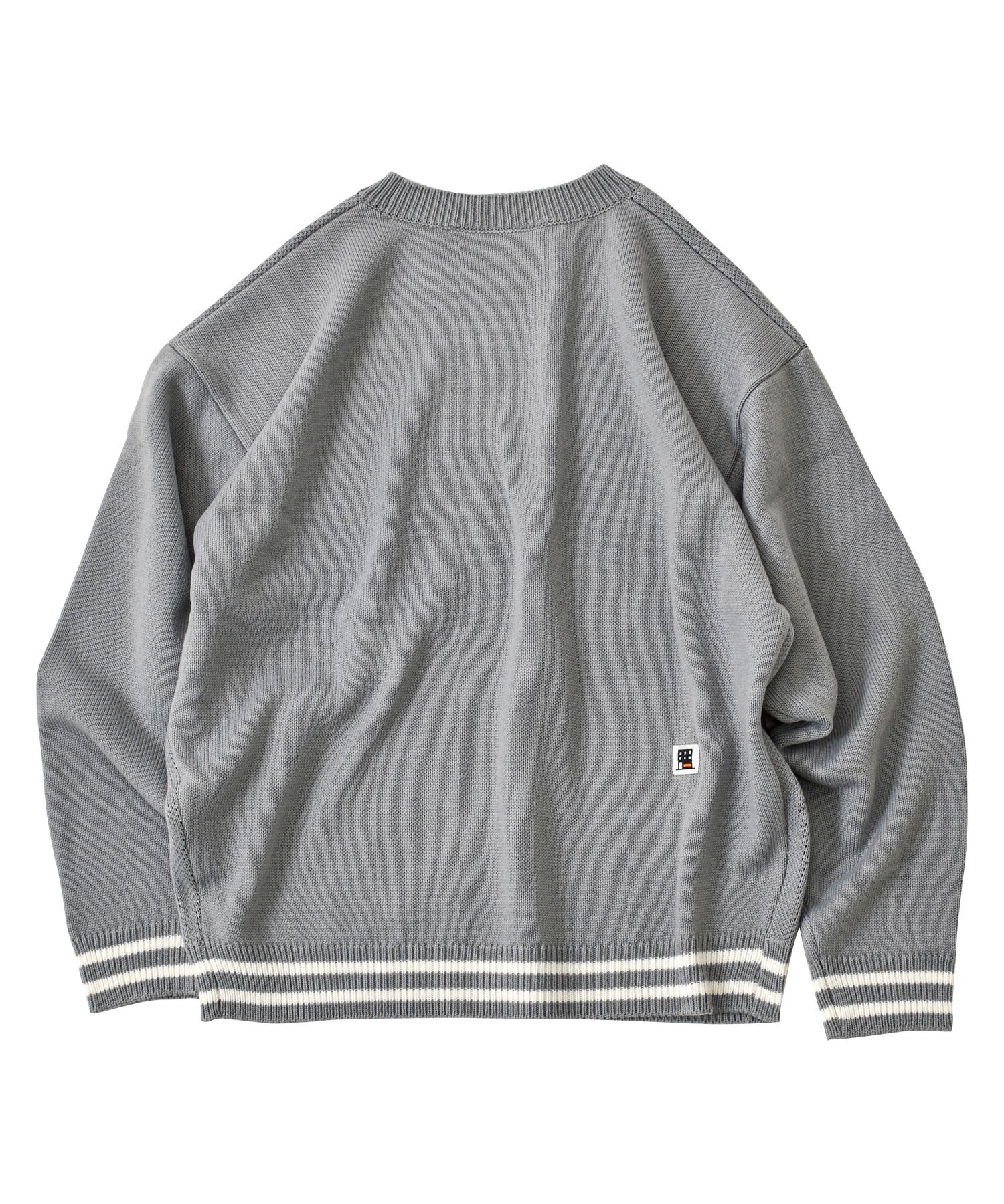 MUSINSA | FREAKISH BUILDING SMILING EYES KNIT SWEATER (GREY)