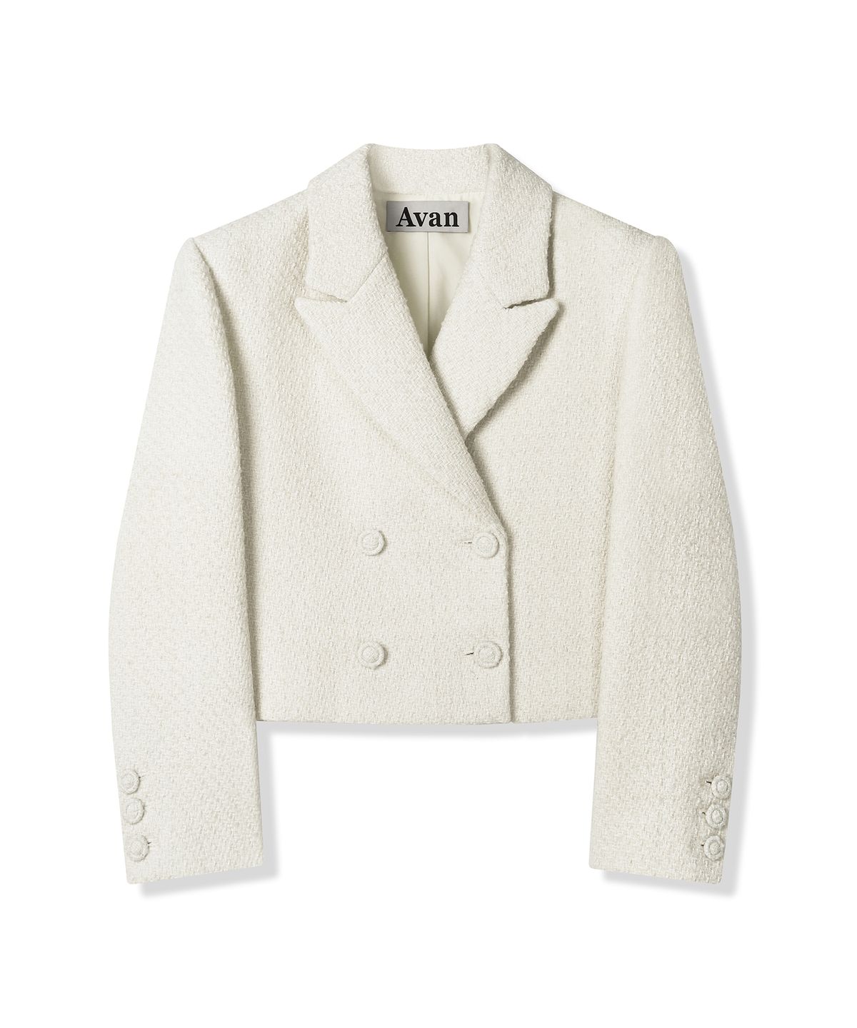 어반드레스(AVANDRESS) [SET] Daphne Tweed Double Button Crop Jacket & Pleated Skirt - 2COL