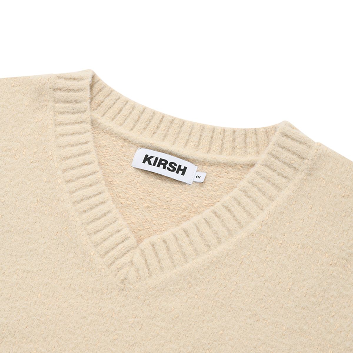 키르시(KIRSH) 유니 미들 체리 브이넥 니트 베스트 [아이보리]