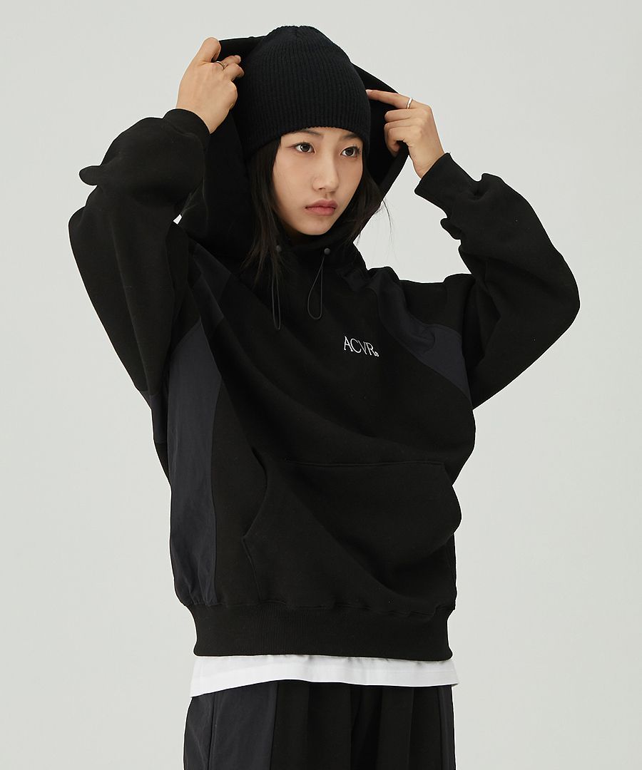MUSINSA | ACOVER ACVR Side Line Raglan Hoodie Black