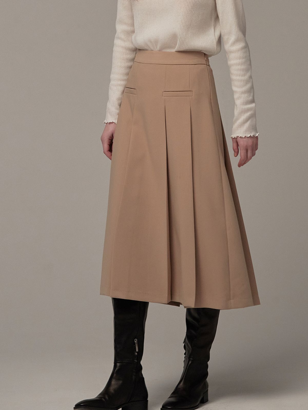 비뮤즈맨션(BEMUSE MANSION) Kate pleated skirt - Beige