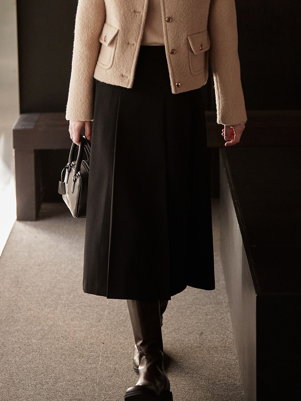 비뮤즈맨션(BEMUSE MANSION) Kate pleated skirt - Beige