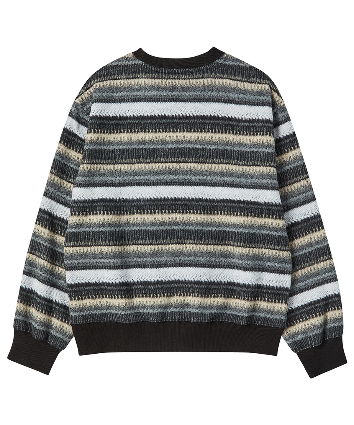 코케트(COQUET) [ LESSER PANDA ] KNIT STRIPE SWEATSHIRT [OVER-FIT] CHARCOAL