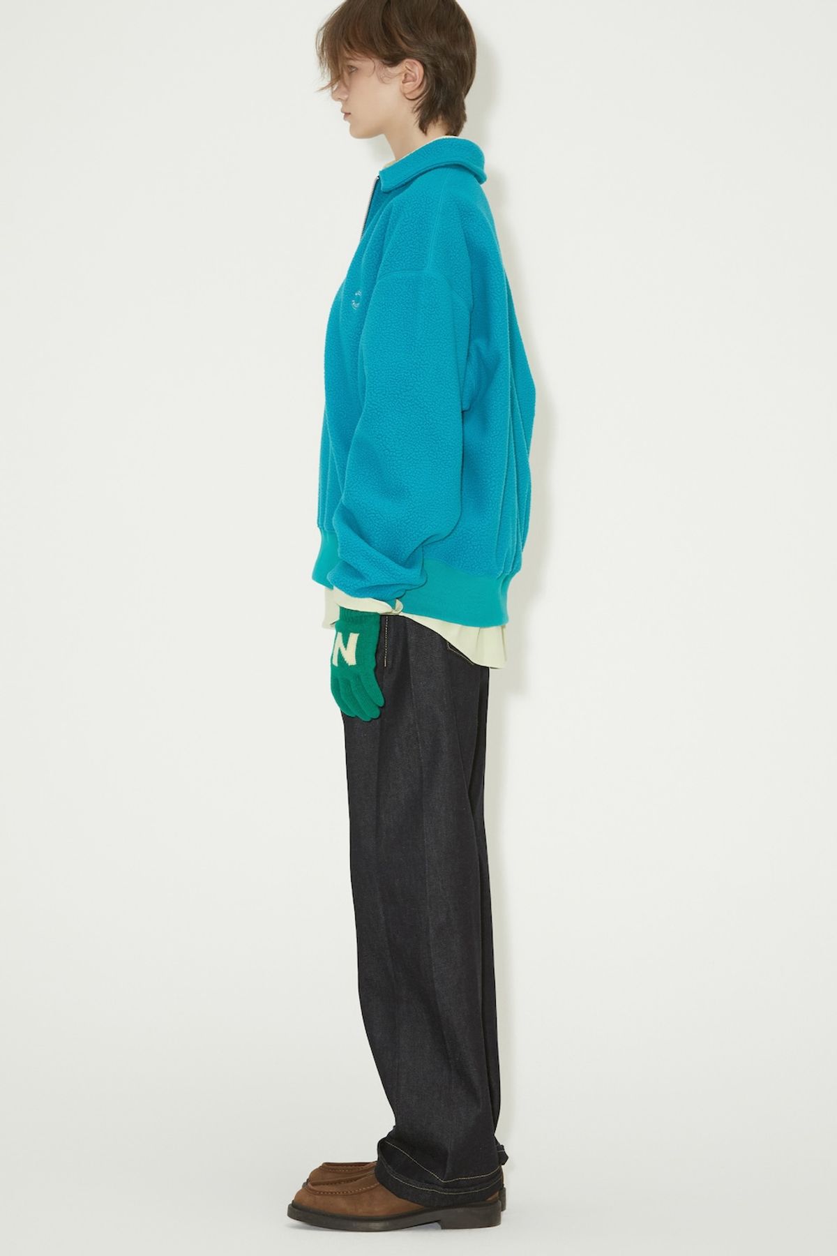 노앙(NOHANT) FLEECE HALF ZIP-UP SWEATSHIRT AQUA