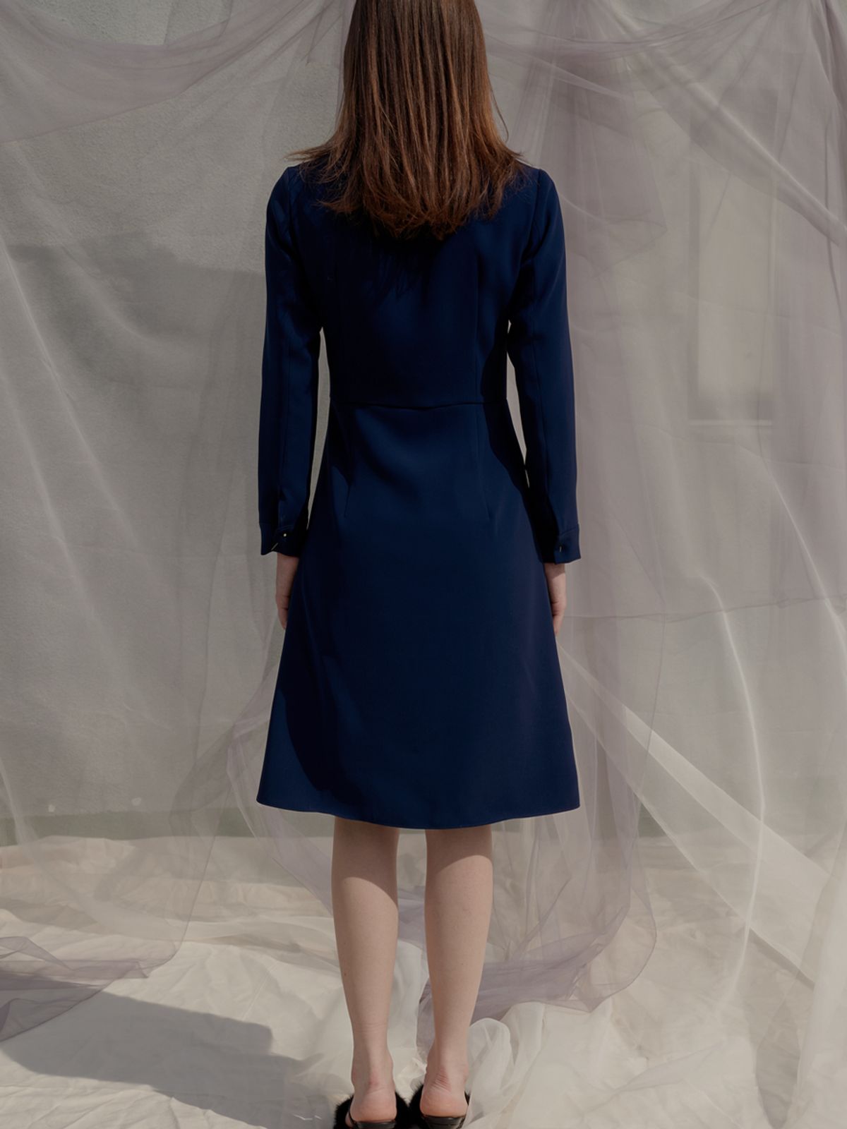 쏘리, 투 머치 러브(SORRY, TOO MUCH LOVE) Double Button Trench Style Dress_Navy