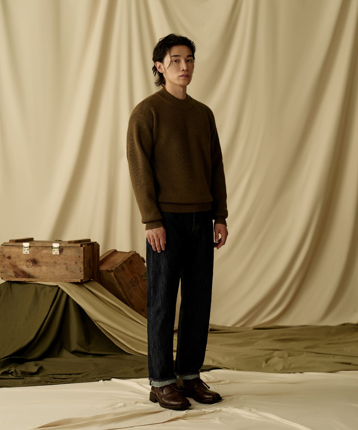 브론슨(BRONSON) Pre-War Model USN Woolen Sweater Black