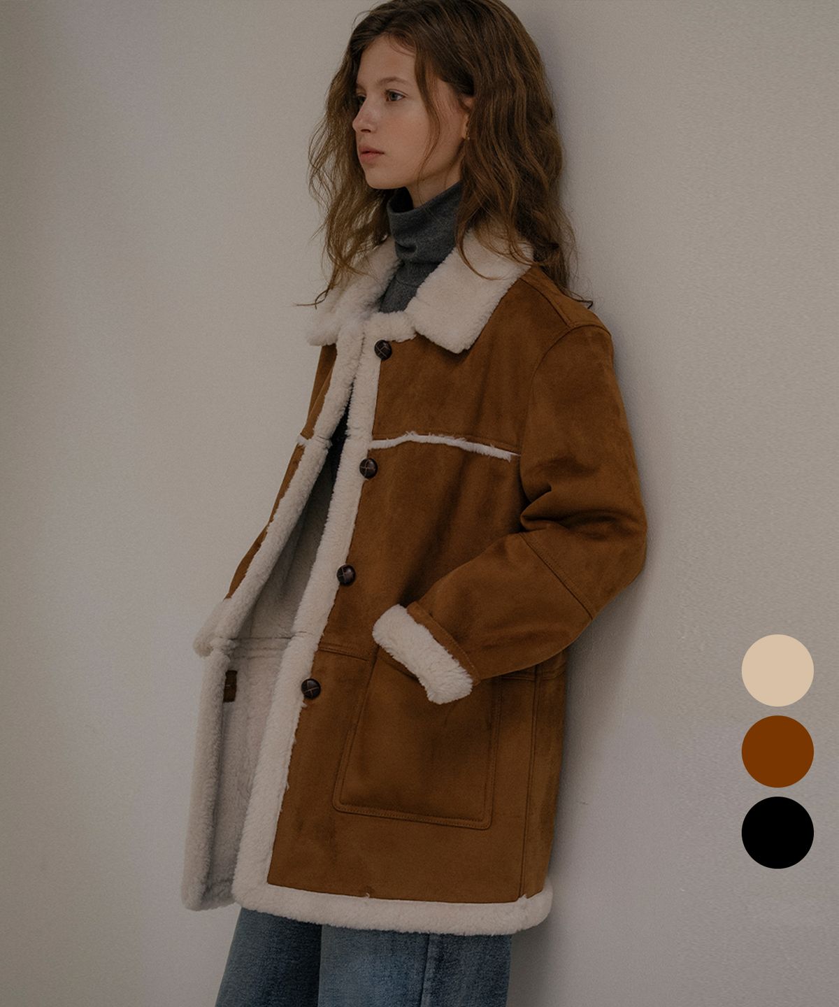 틸아이다이(TILL I DIE) Wool shearing collar suede mustang coat_3color