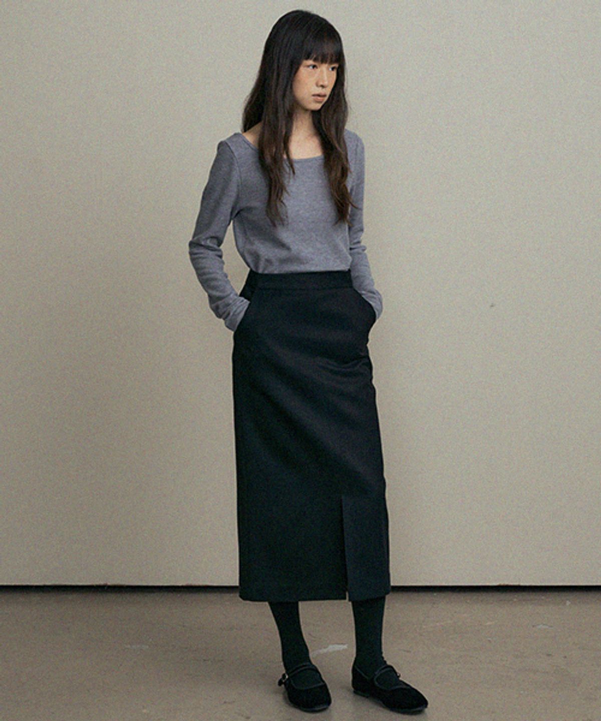 링서울(LINGSEOUL) essential boat neck top-gray
