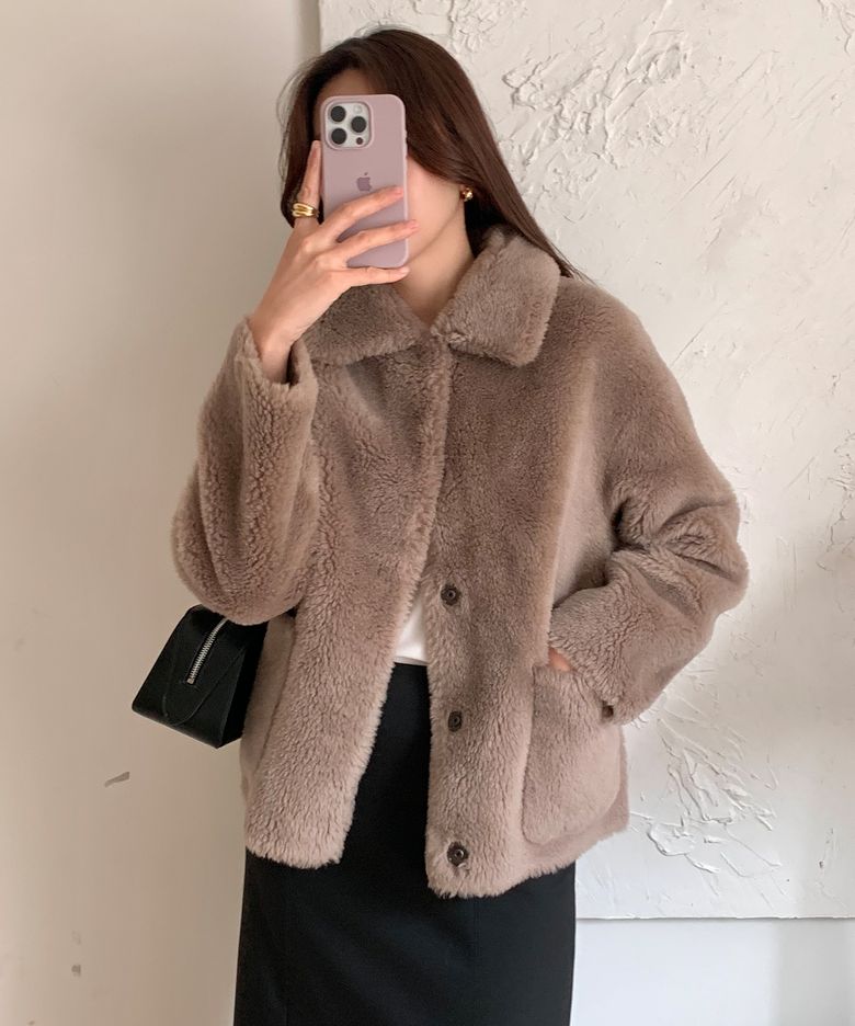 리얼 양털 데일리 자켓 [다크베이지]