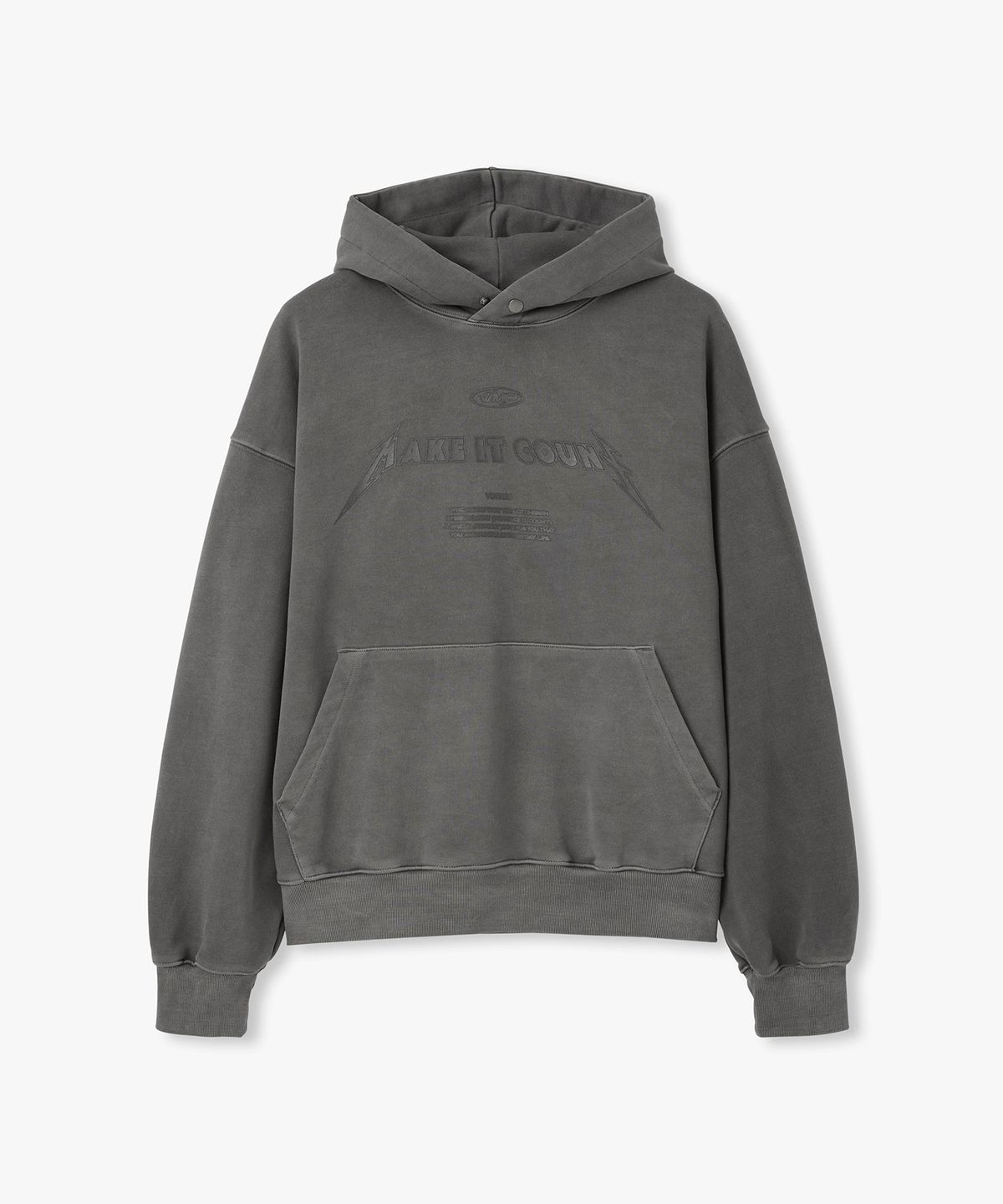 더블유엠씨(WMC) 피그먼트 후드티_CHARCOAL GREY