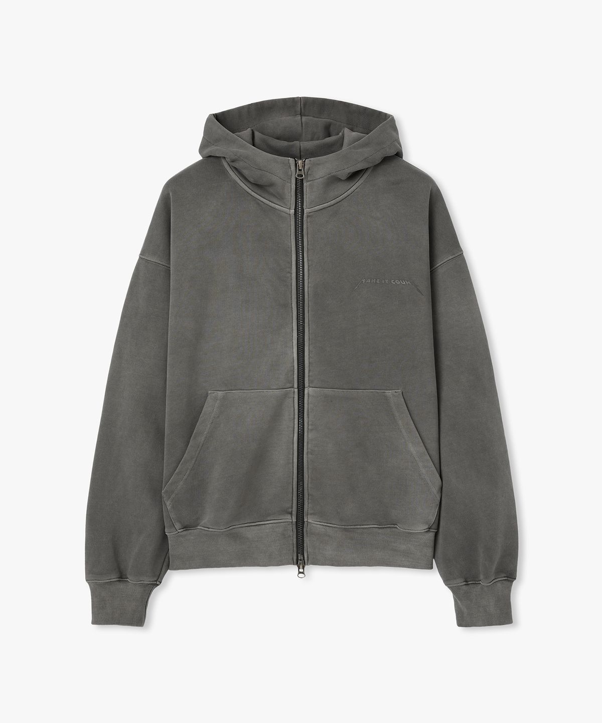 더블유엠씨(WMC) 피그먼트 후드집업_CHARCOAL GREY