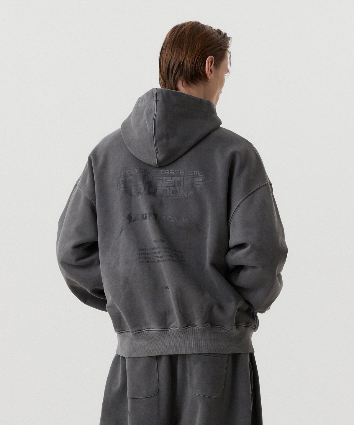 더블유엠씨(WMC) 피그먼트 후드집업_CHARCOAL GREY