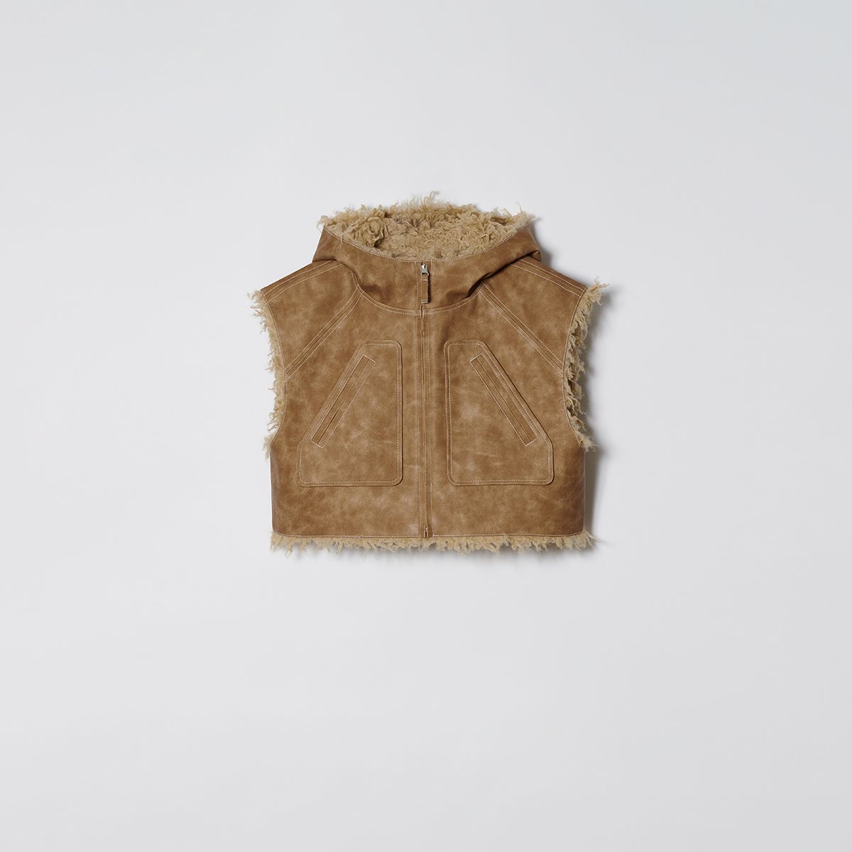 솔티페블(SALTY PEBBLE) MUSTANG HOODIE VEST [BEIGE]