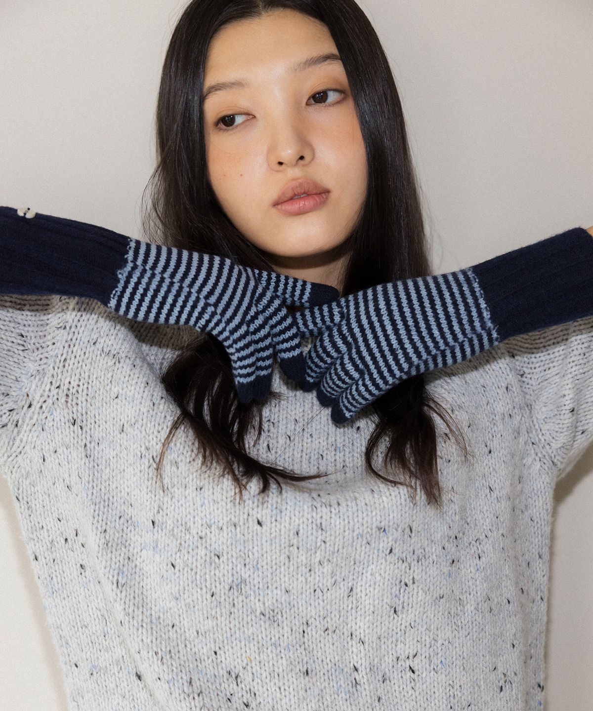 앤니즈(ANDNEEDS) Andneeds Stripe gloves (navy)