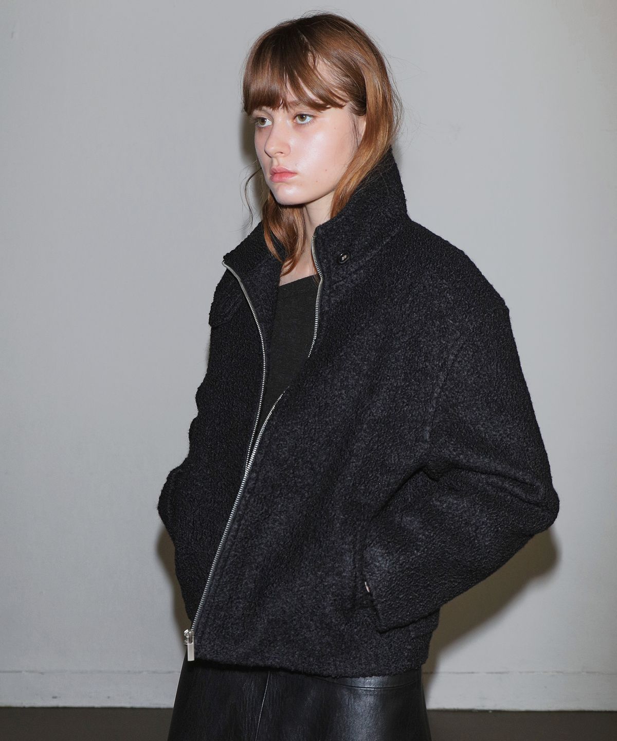 폴앤앨리스(PAUL&ALICE) BOUCLE HALF COAT / BLACK