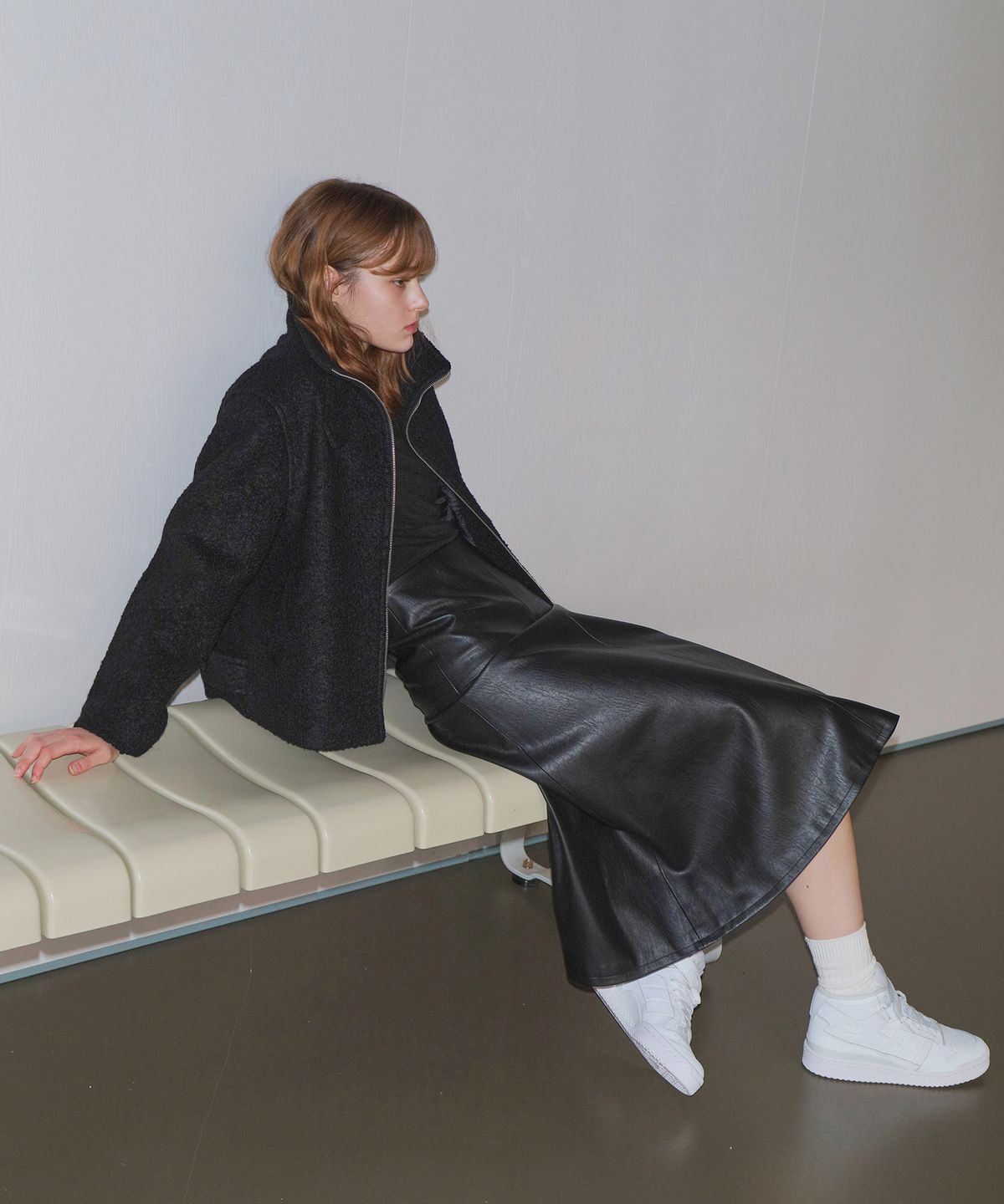 폴앤앨리스(PAUL&ALICE) BOUCLE HALF COAT / BLACK