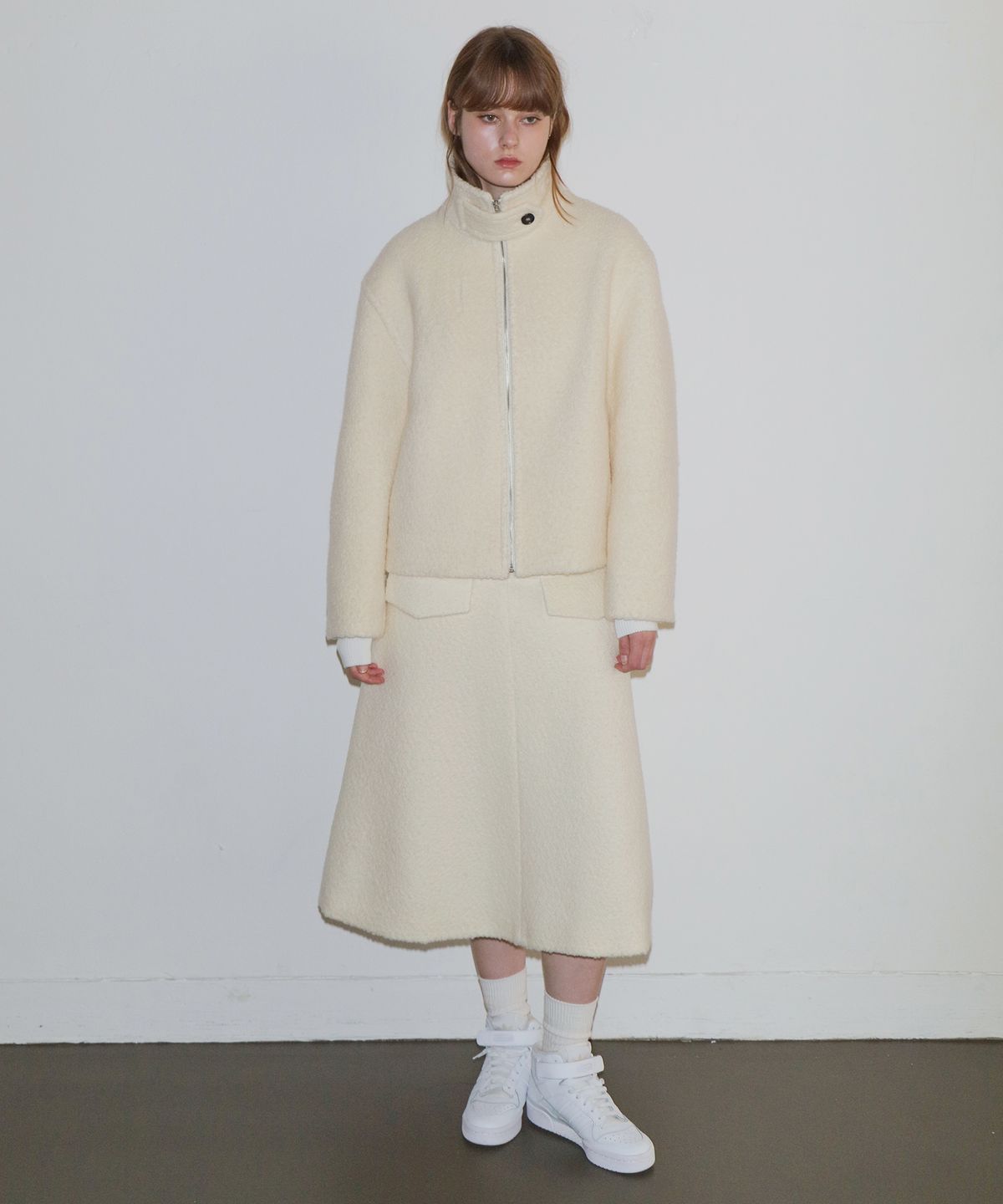 폴앤앨리스(PAUL&ALICE) BOUCLE HALF COAT / IVORY