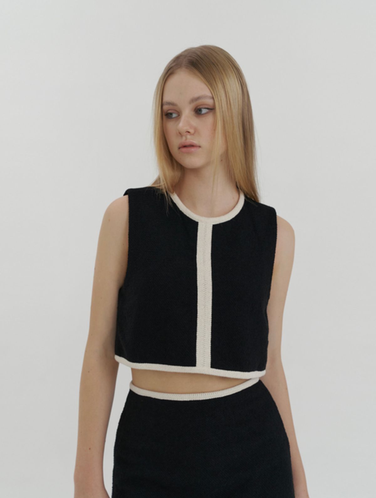카인더베이비(KINDABABY) line classic boucle tweed vest top