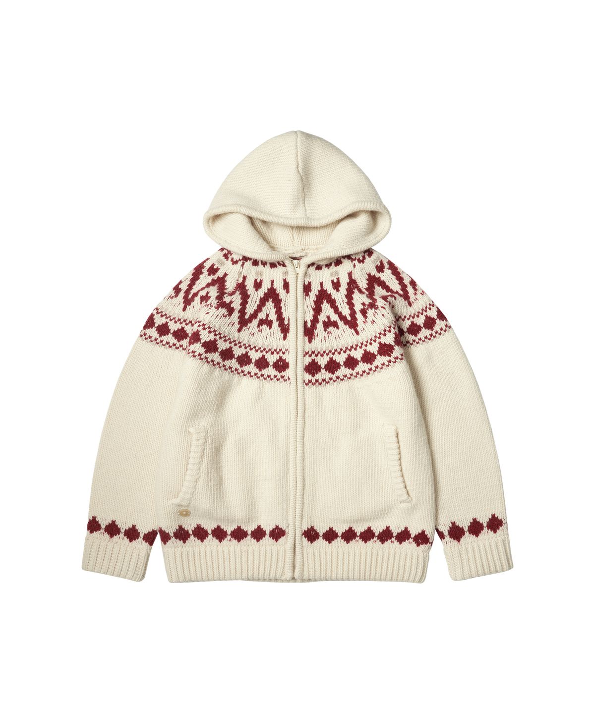 반원 아틀리에(VANONE ATELIER) KN4242 Nordic knit hood zip-up_Cream