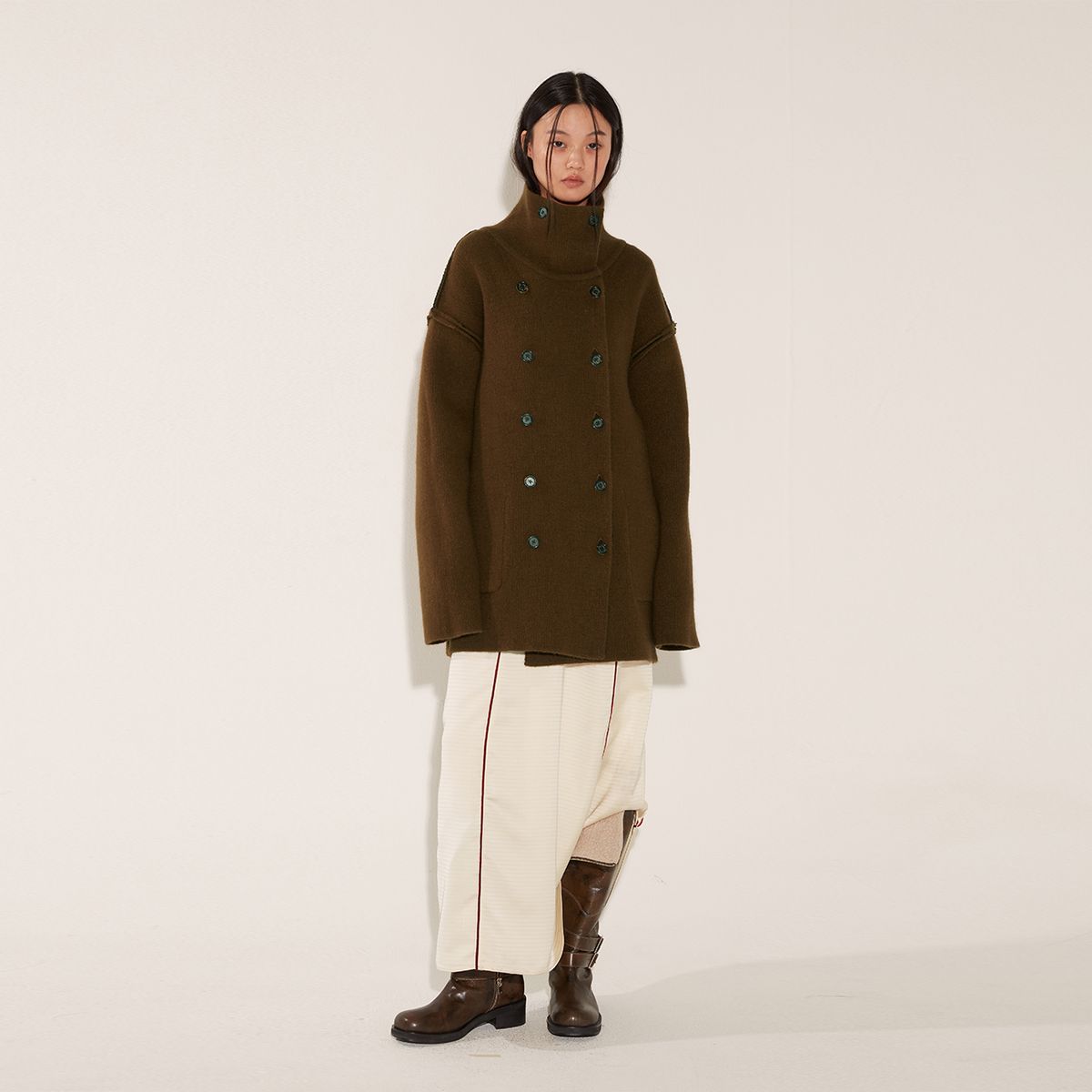 솔티페블(SALTY PEBBLE) REVERSIBLE STRIPE COAT [BROWN]