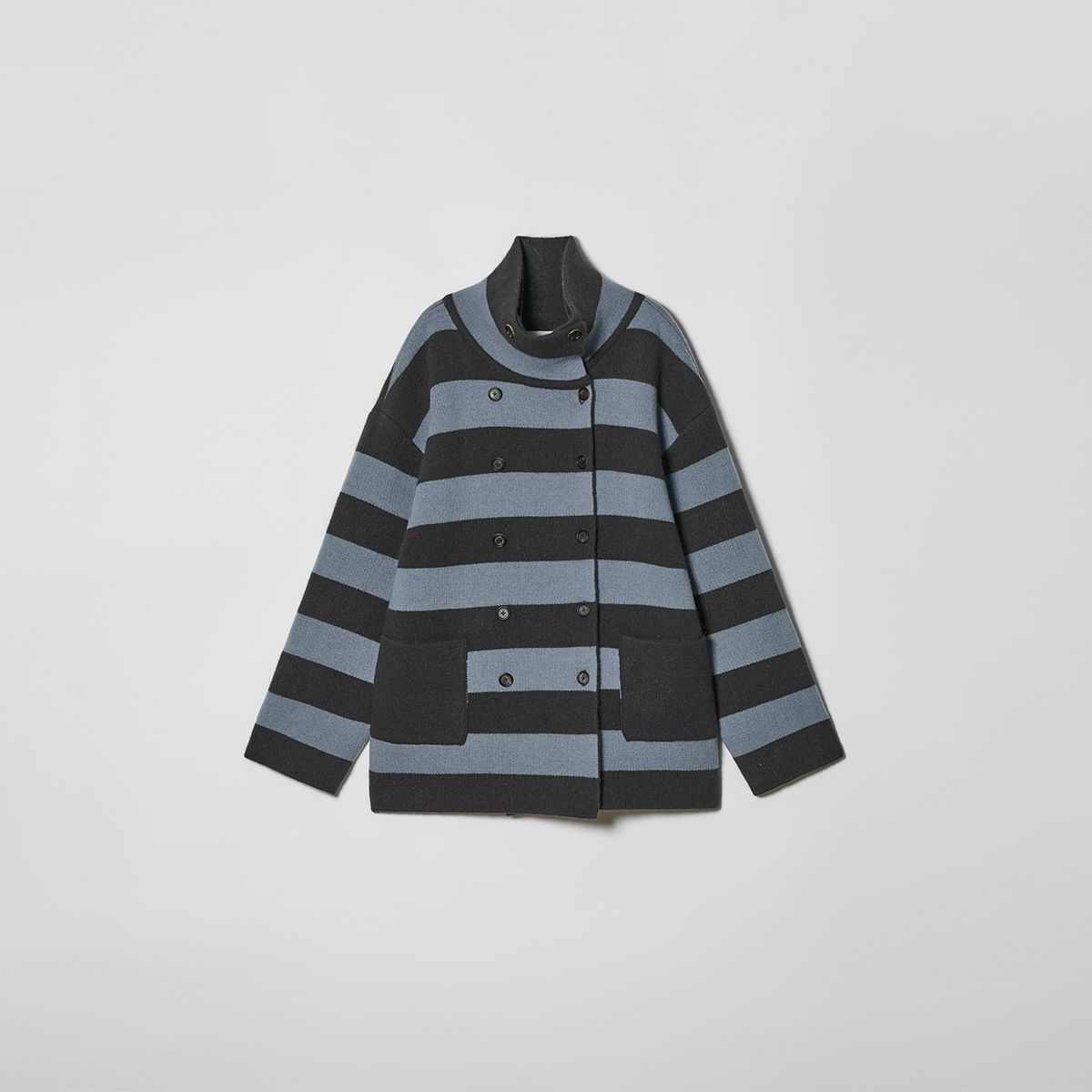 솔티페블(SALTY PEBBLE) REVERSIBLE STRIPE COAT [ASH BLUE]