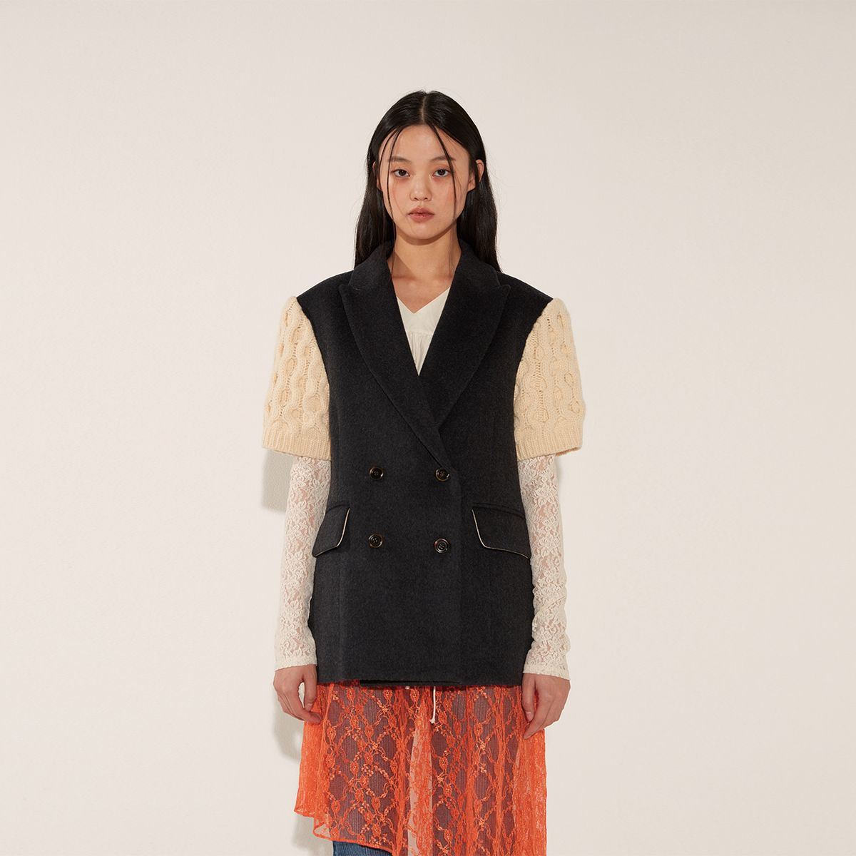 솔티페블(SALTY PEBBLE) FISHER COMBI SHORT SLEEVED JACKET [DARK NAVY]