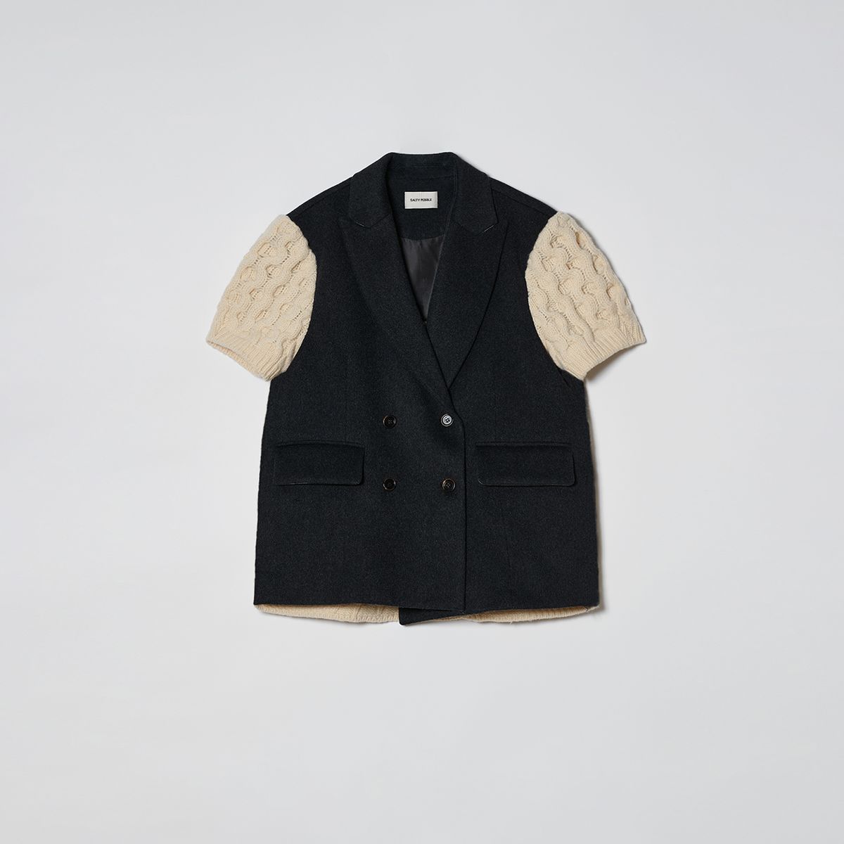 솔티페블(SALTY PEBBLE) FISHER COMBI SHORT SLEEVED JACKET [DARK NAVY]