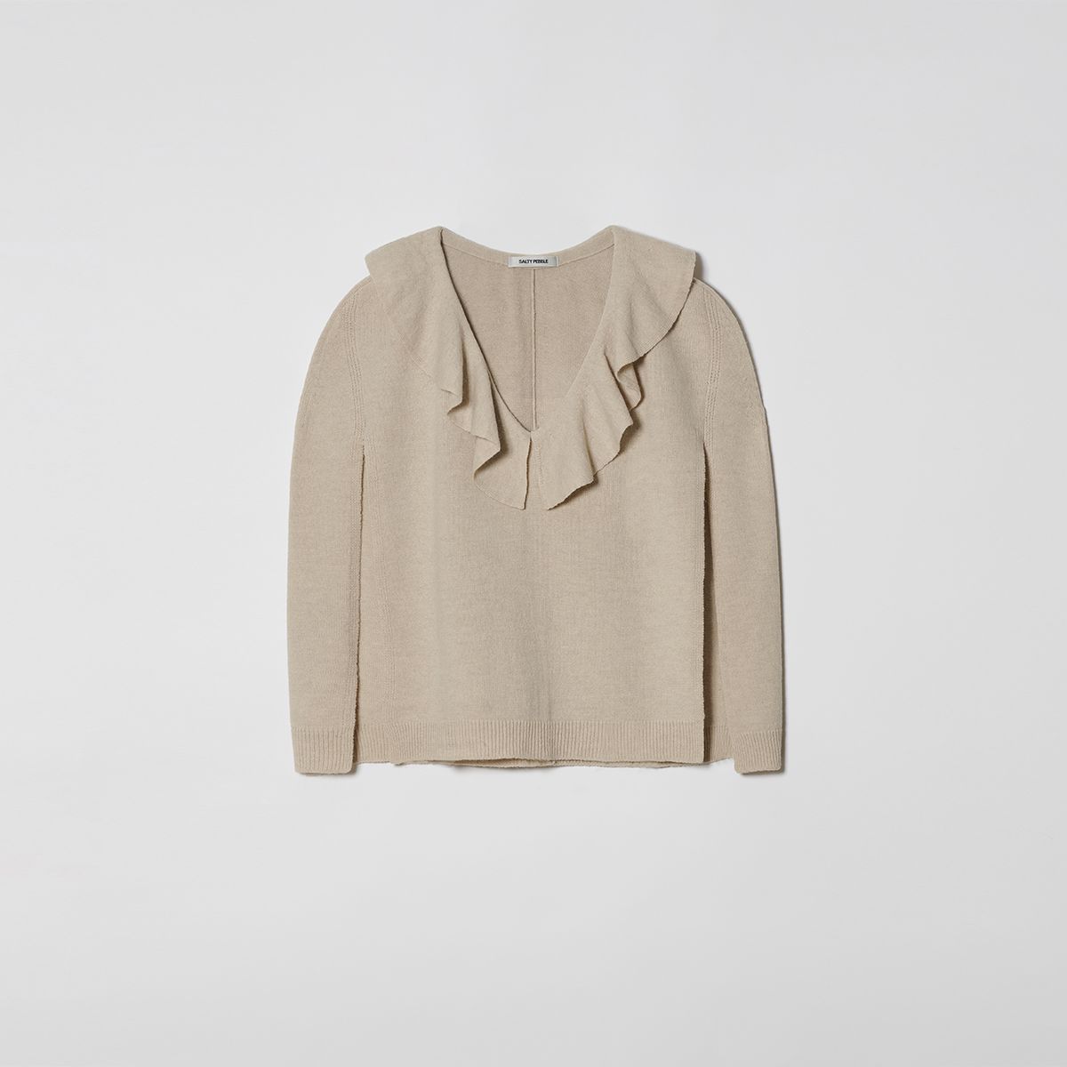 솔티페블(SALTY PEBBLE) FLARE CAPE WOOL KNIT [CREAM]