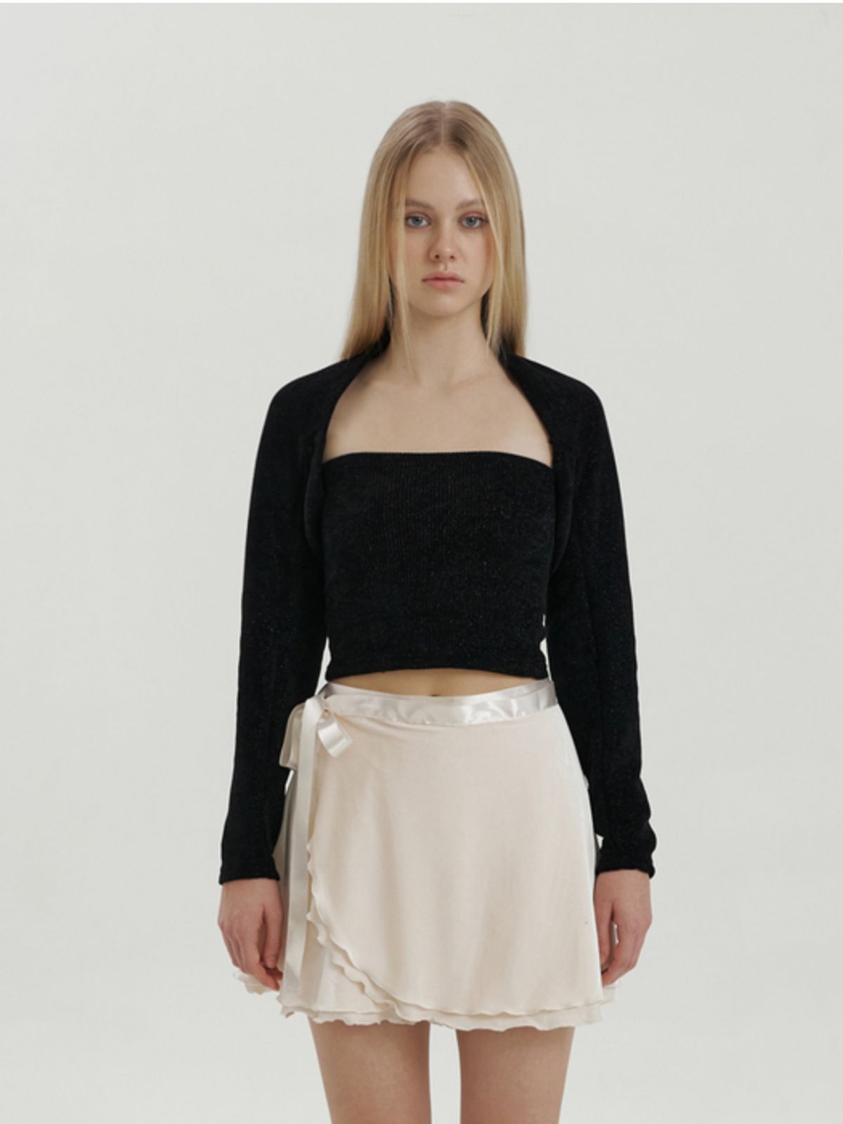 카인더베이비(KINDABABY) aileen knit top & bolero set - black