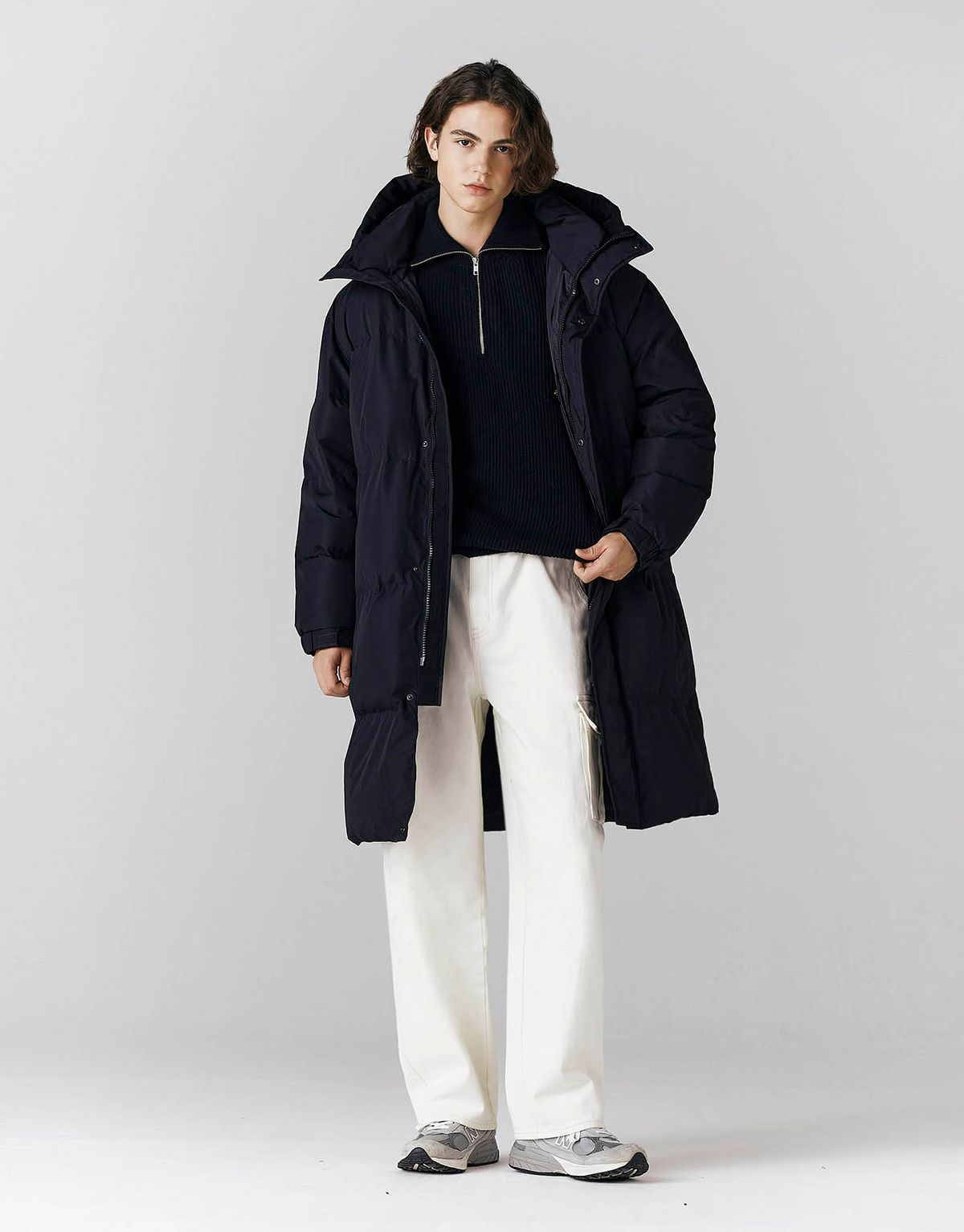 지오다노(GIORDANO) 후드 롱패딩 073958 [black]