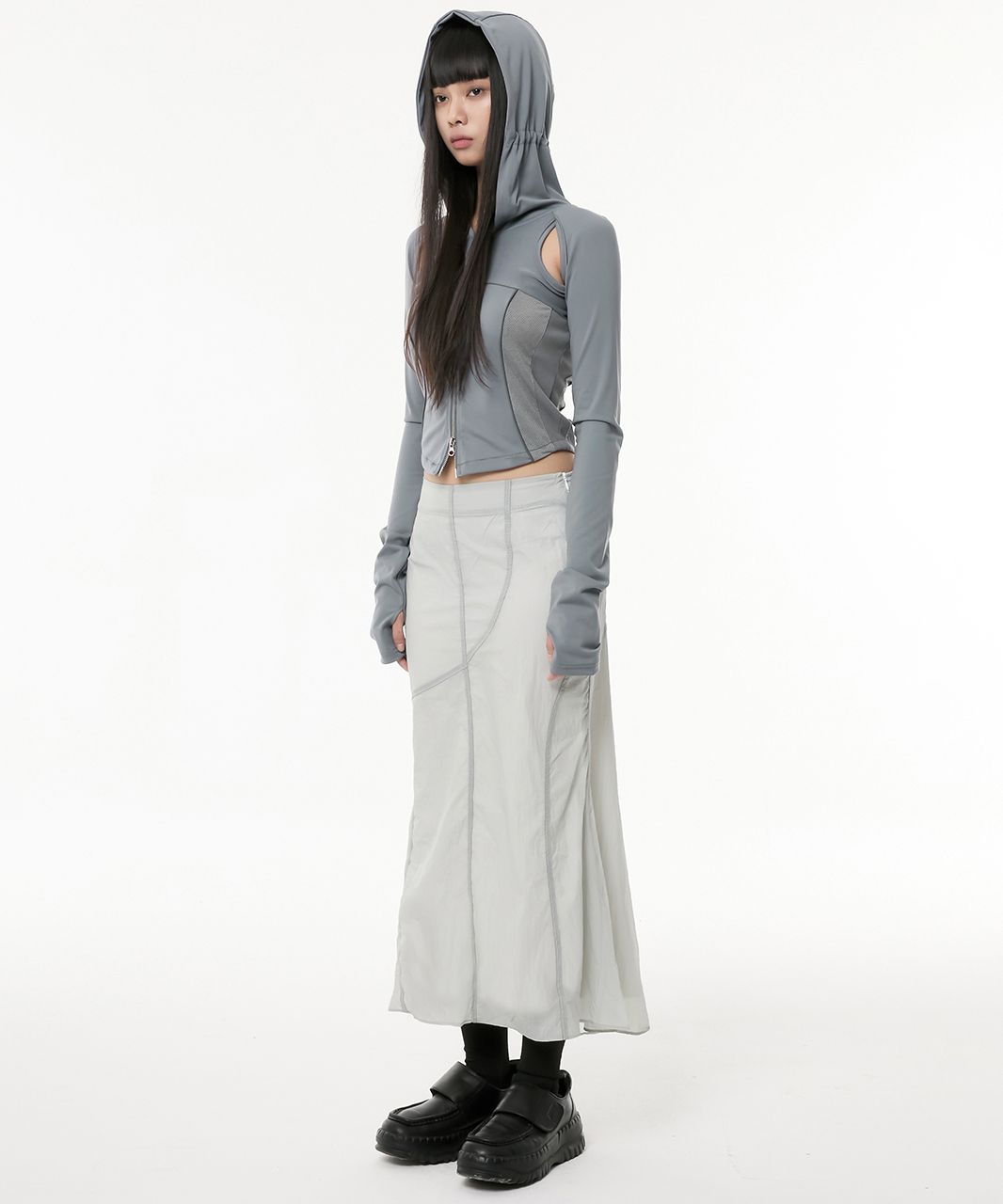 플레어업(FLAREUP) 19.Division Cut-out Hooded Zip-up (FL-111_Gray