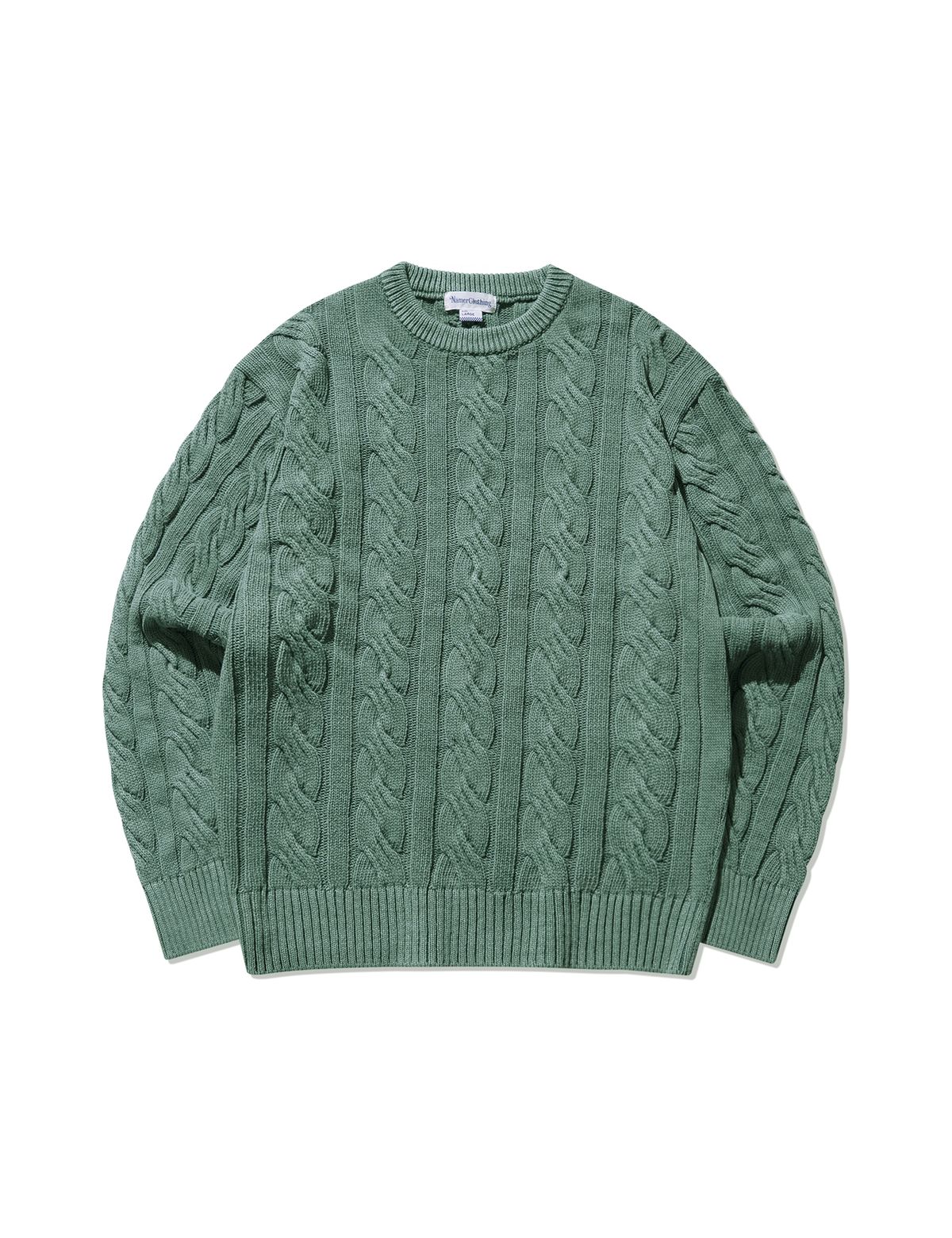 네이머클로딩(NAMERCLOTHING) PIGMENT ARAN CABLE SWEATER VINTAGE GREEN