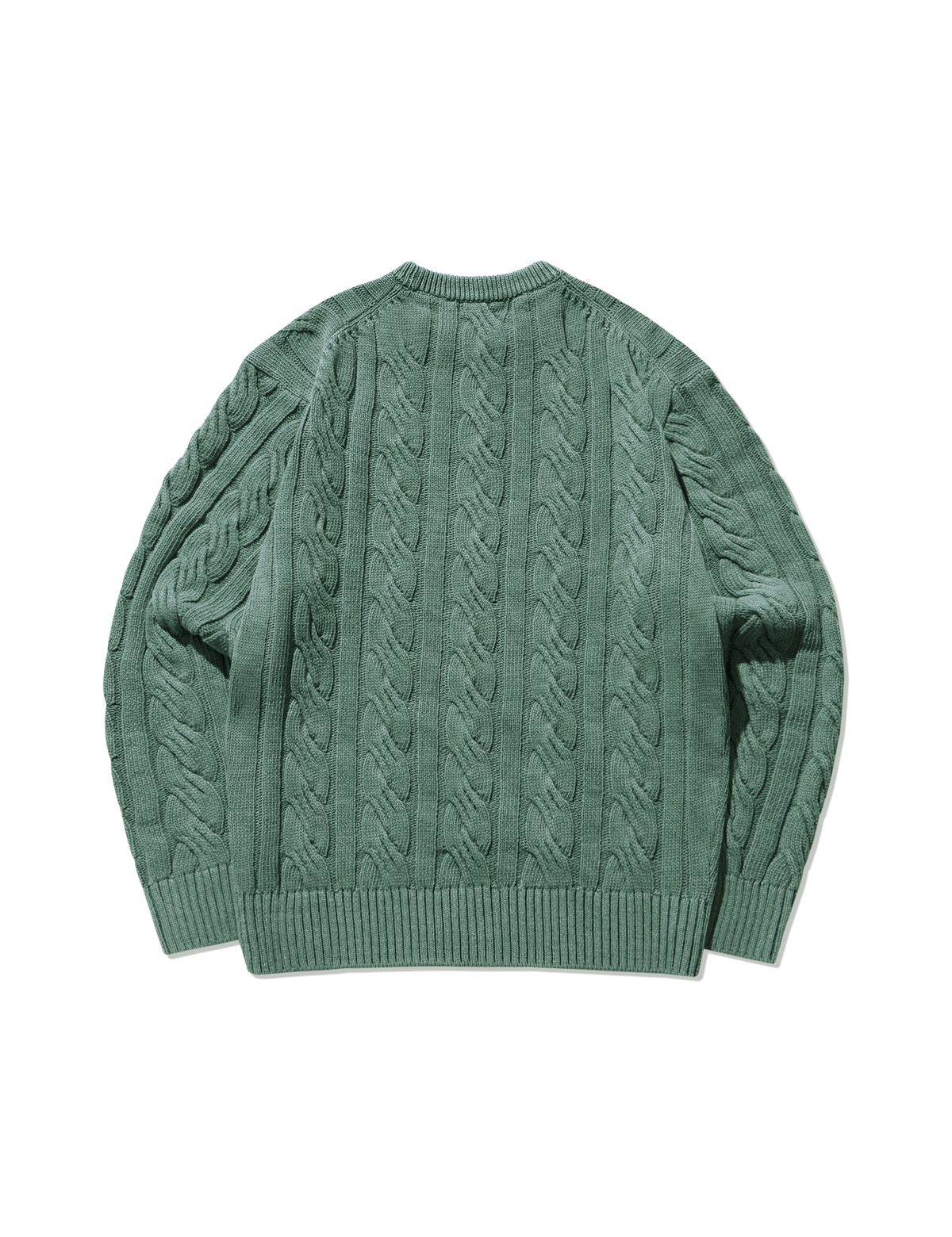 네이머클로딩(NAMERCLOTHING) PIGMENT ARAN CABLE SWEATER VINTAGE GREEN