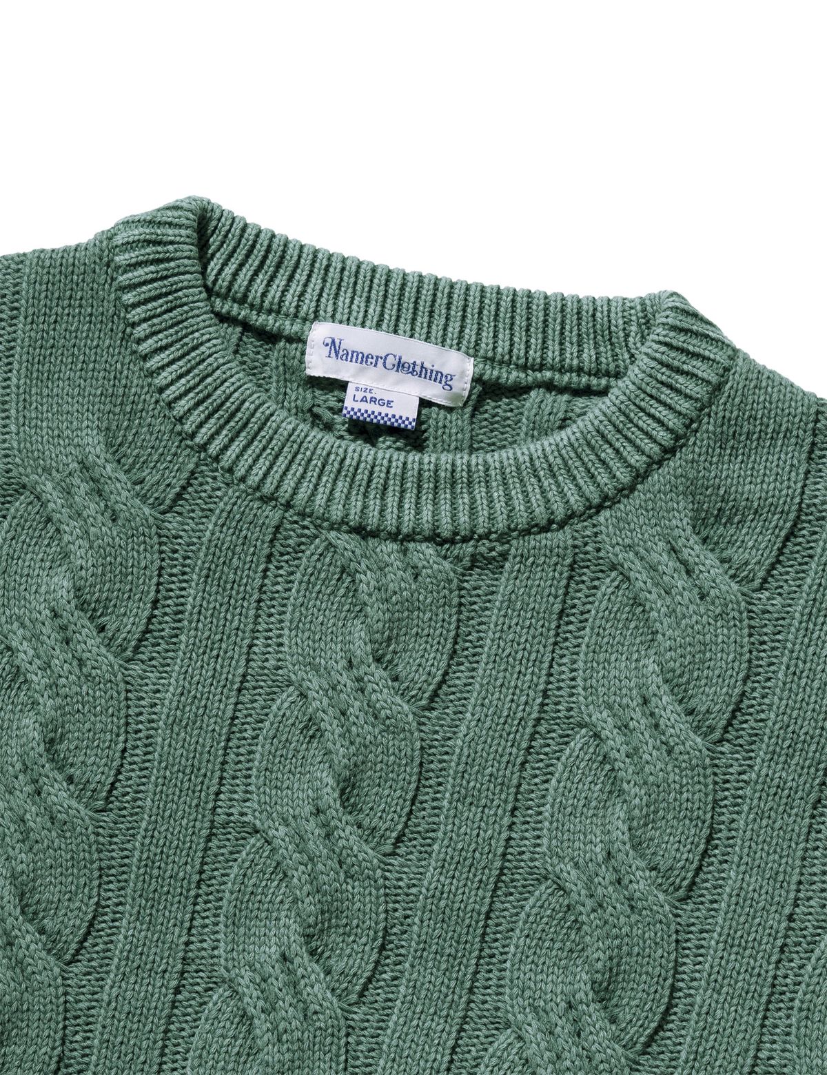네이머클로딩(NAMERCLOTHING) PIGMENT ARAN CABLE SWEATER VINTAGE GREEN