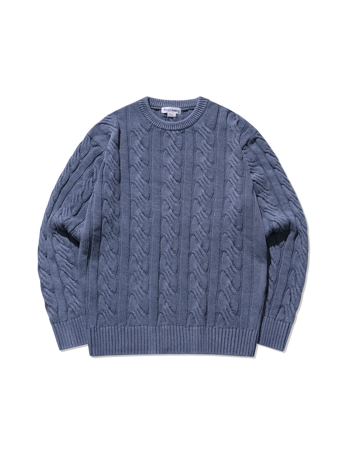 네이머클로딩(NAMERCLOTHING) PIGMENT ARAN CABLE SWEATER DUSTY BLUE