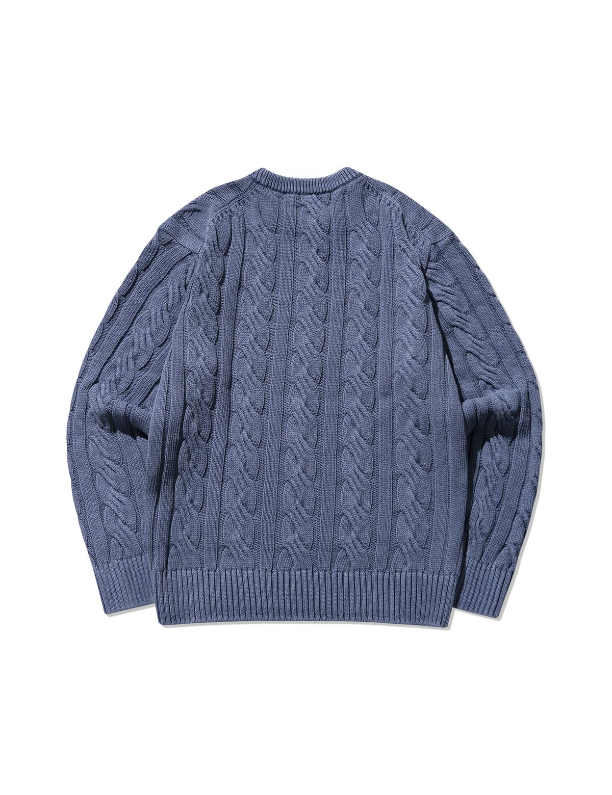 네이머클로딩(NAMERCLOTHING) PIGMENT ARAN CABLE SWEATER DUSTY BLUE