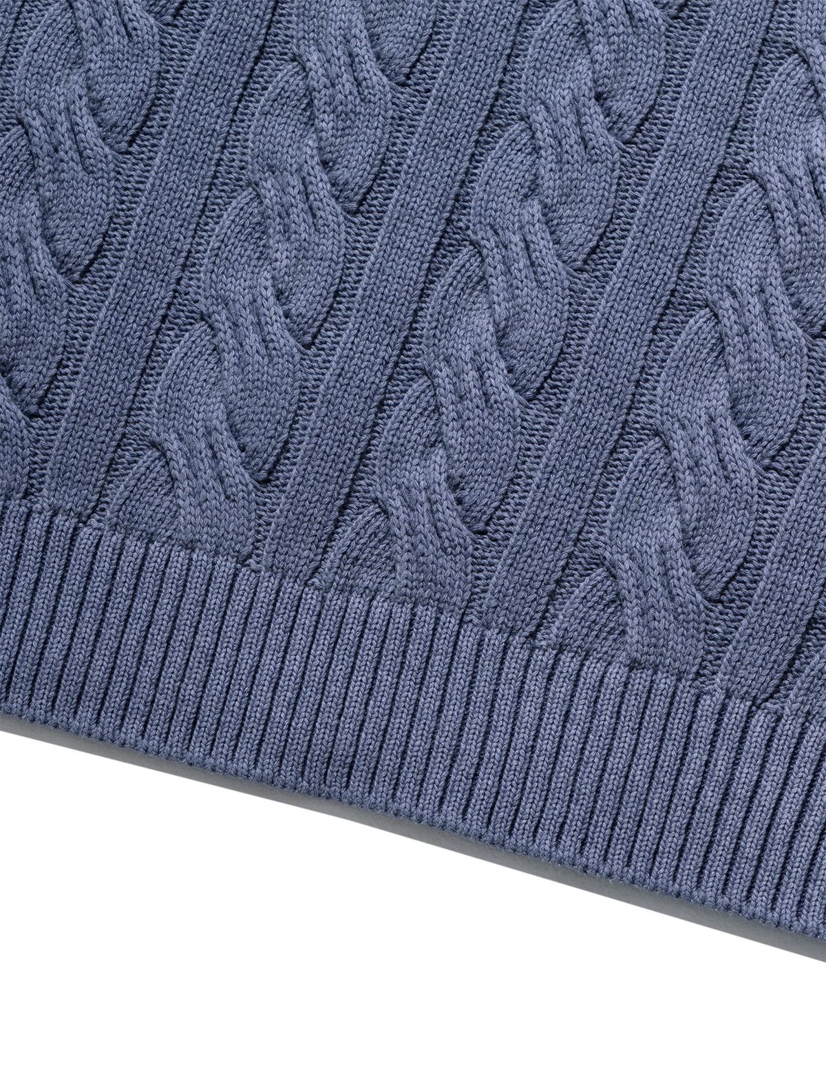 네이머클로딩(NAMERCLOTHING) PIGMENT ARAN CABLE SWEATER DUSTY BLUE