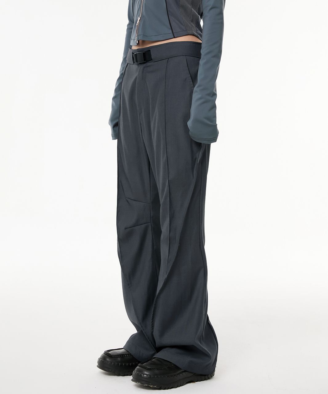 パンツ FLAREUP Triangle Flap Pants Charcoal Flamingals Low Rise Cargo Wide Leg Pants for Women