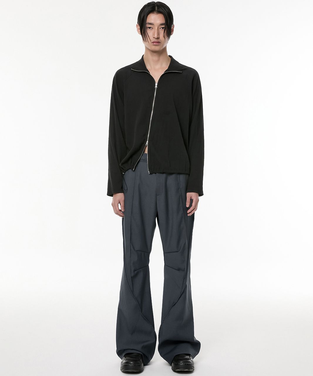 MUSINSA | FLAREUP Diagonal Flare Pants (FL-232_Charcoal)