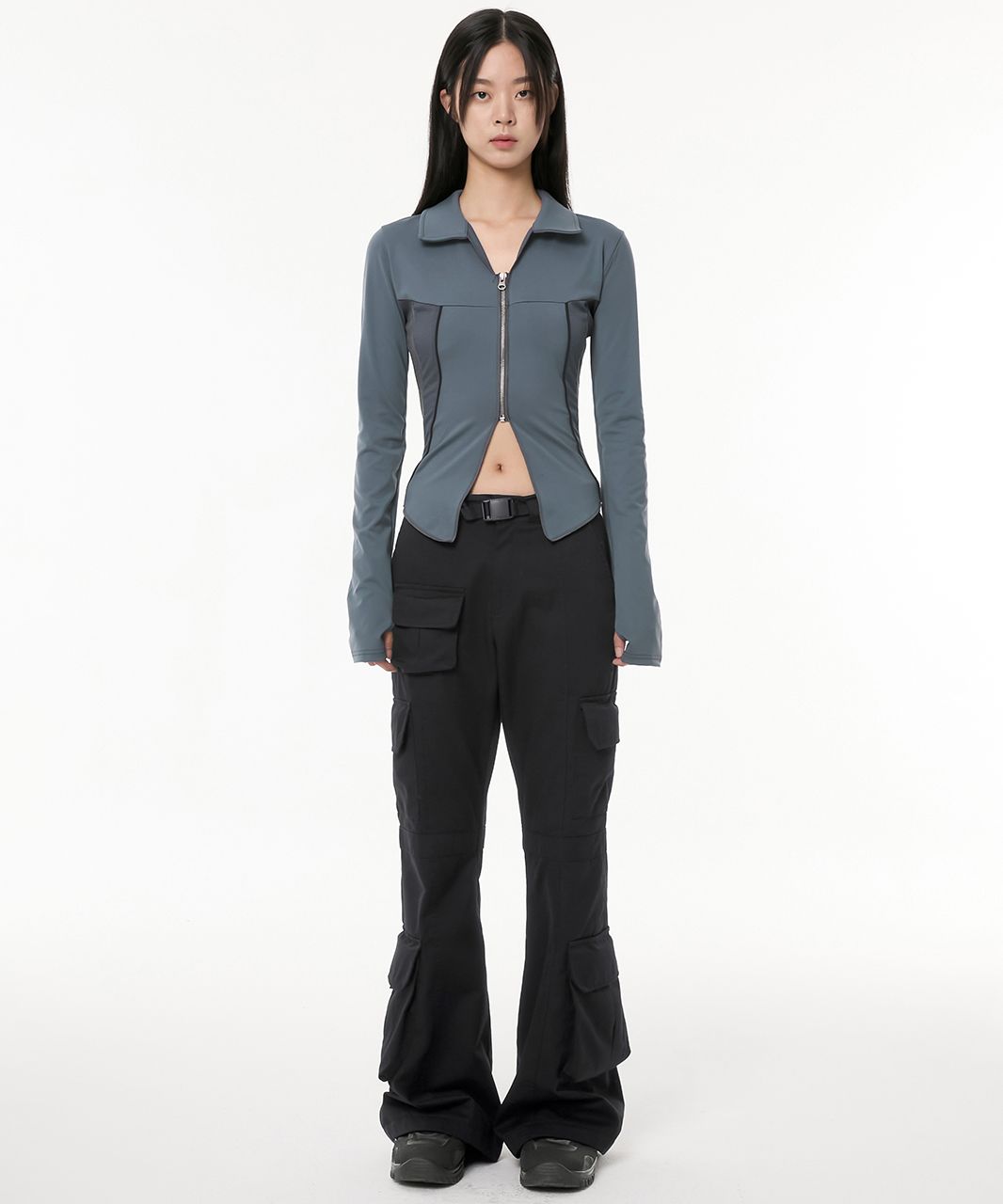 MUSINSA公式 | FLAREUP 5.cargo Flare Pants (FL-234_Black)