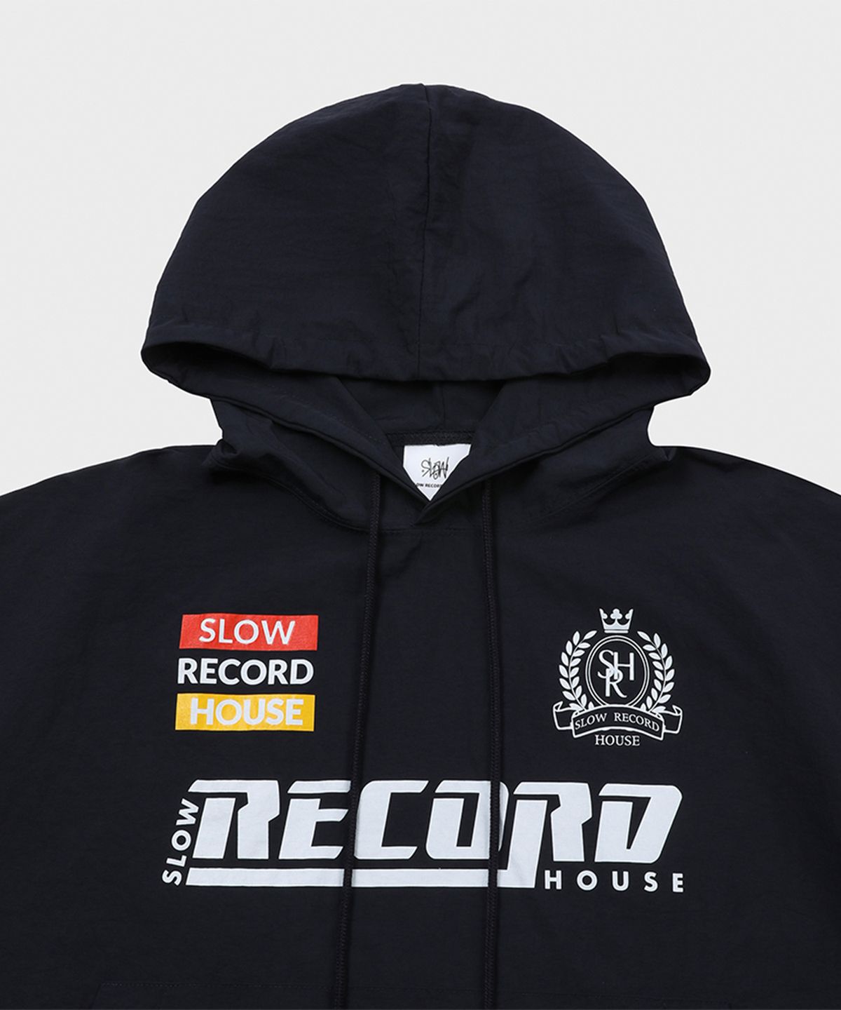 슬로우 레코드 하우스(SLOW RECORD HOUSE) 슬로우 스포티 나일론 후드티_네이비