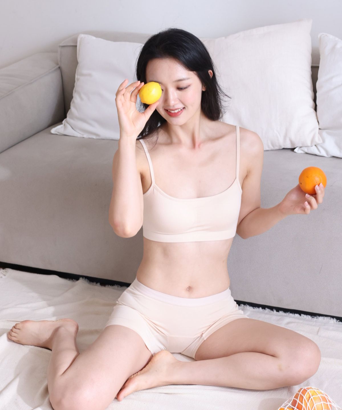 싸이클린(CYCLEAN) 여성 오가닉 코튼 대나무 노라이너 네모팬티 - 베이지