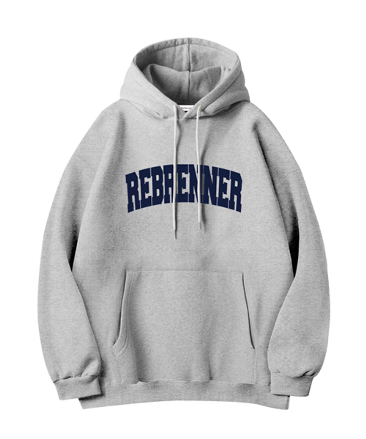 리브레너(REBRENNER) 시그니처 로고 스웨츠 후디 그레이네이비