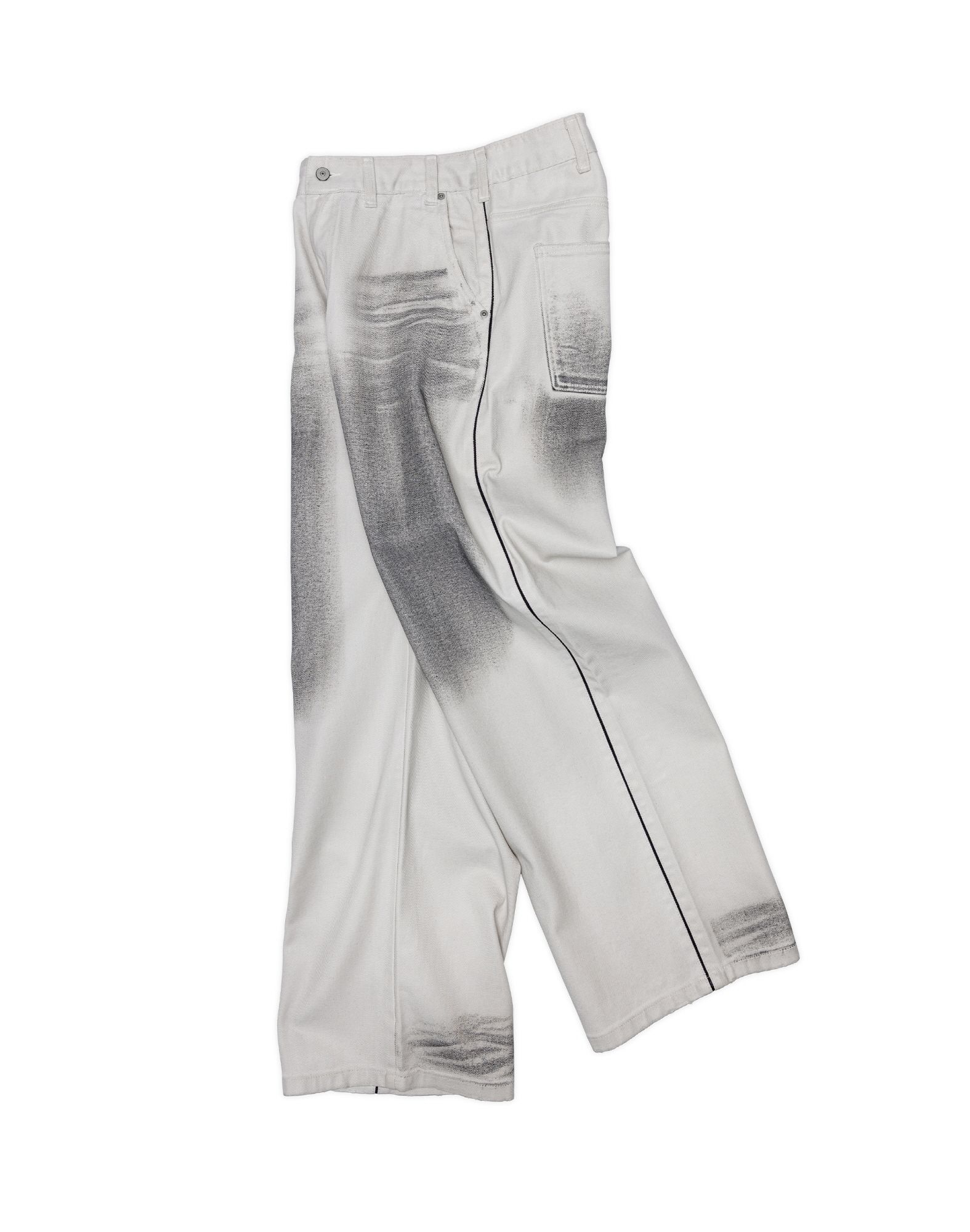 デニム・ジーパン JCAESAR STUDIO WASHED DIRTY DENIMS WHITE JCAESAR DIRTY DENIMS Damaged White Denim Wide Pants